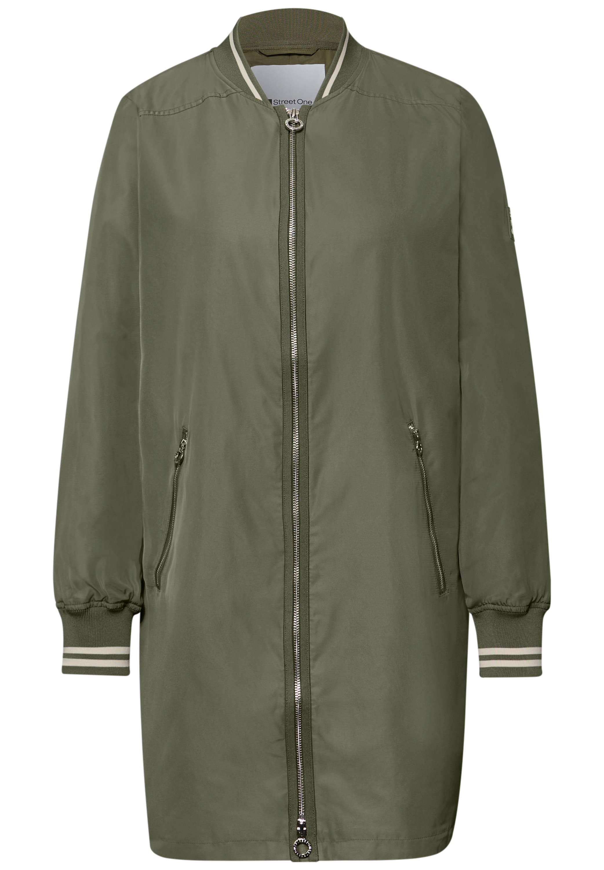 STREET ONE Langjacke ohne Kapuze bequeme Passform, 2‑Wege‑Reißverschluss