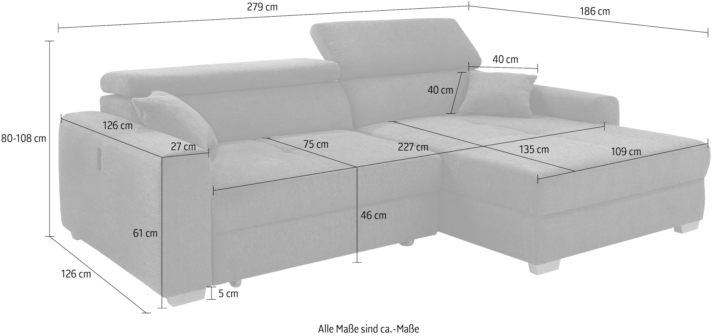 Jockenhöfer Gruppe Ecksofa »Slider, L-Form, 140kg Belastbarkeit je Sitzplatz«, elektromotorische Sitztiefenverstellung,USB-Ladeports,mit Kopfstützen