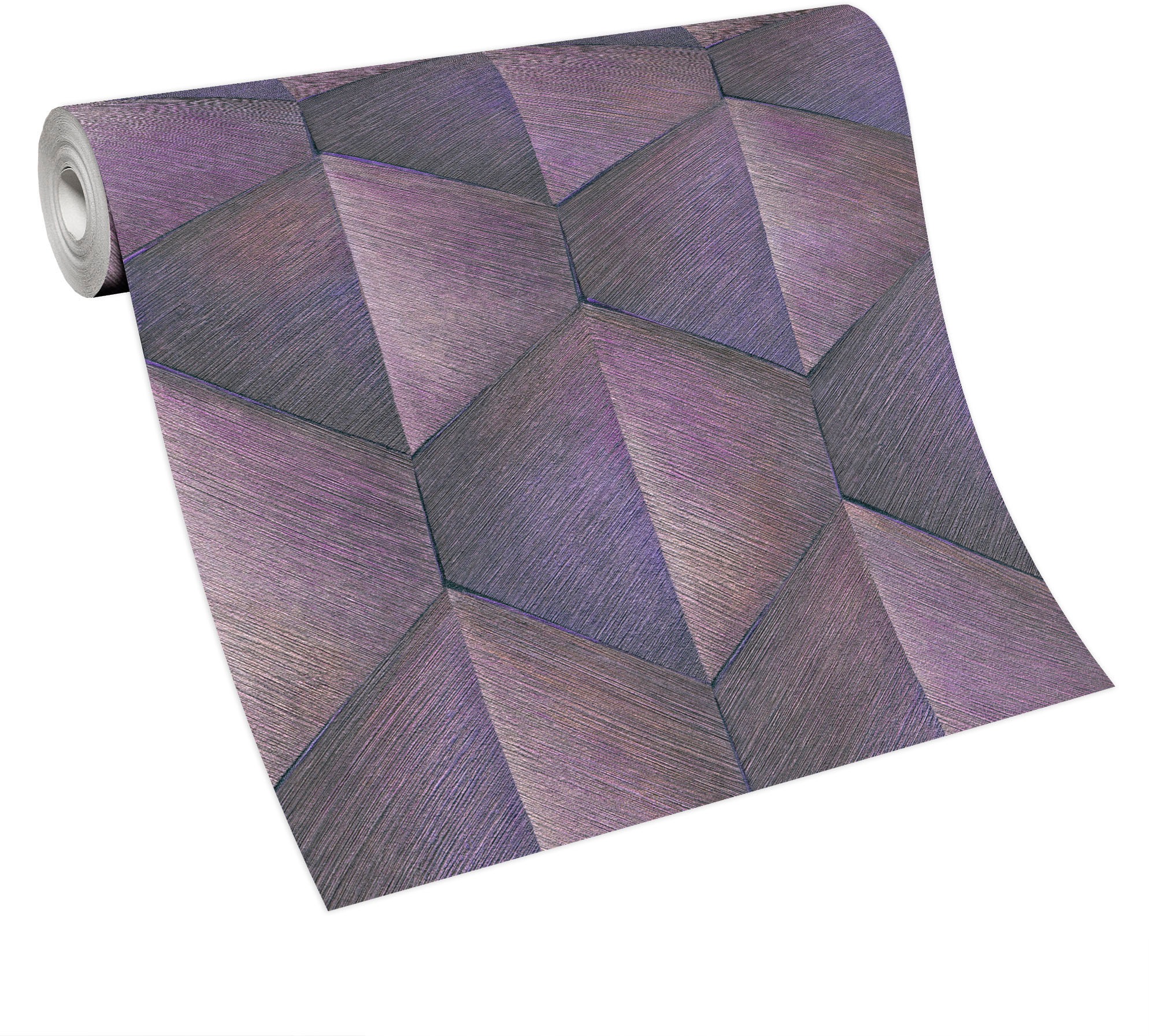 Bricoflor Lila Tapete Geometrisch in 3D Optik Ideal für Wohnzimmer und Essz günstig online kaufen