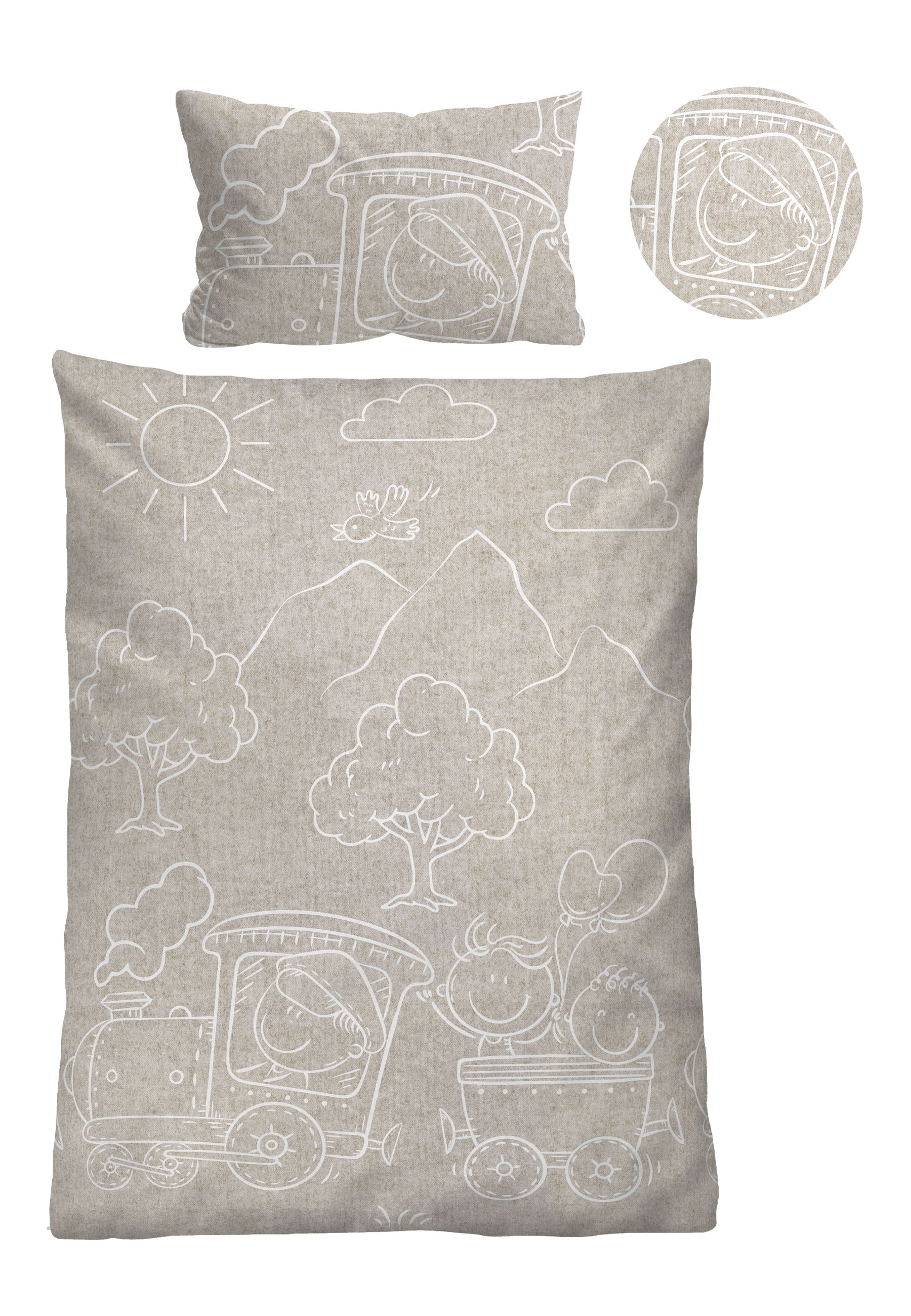 Biberna Kinderbettwäsche »0840521« 2 Stk. tlg. kuschelig warm, samtweich, Melange, 100% Baumwolle, made in Germany