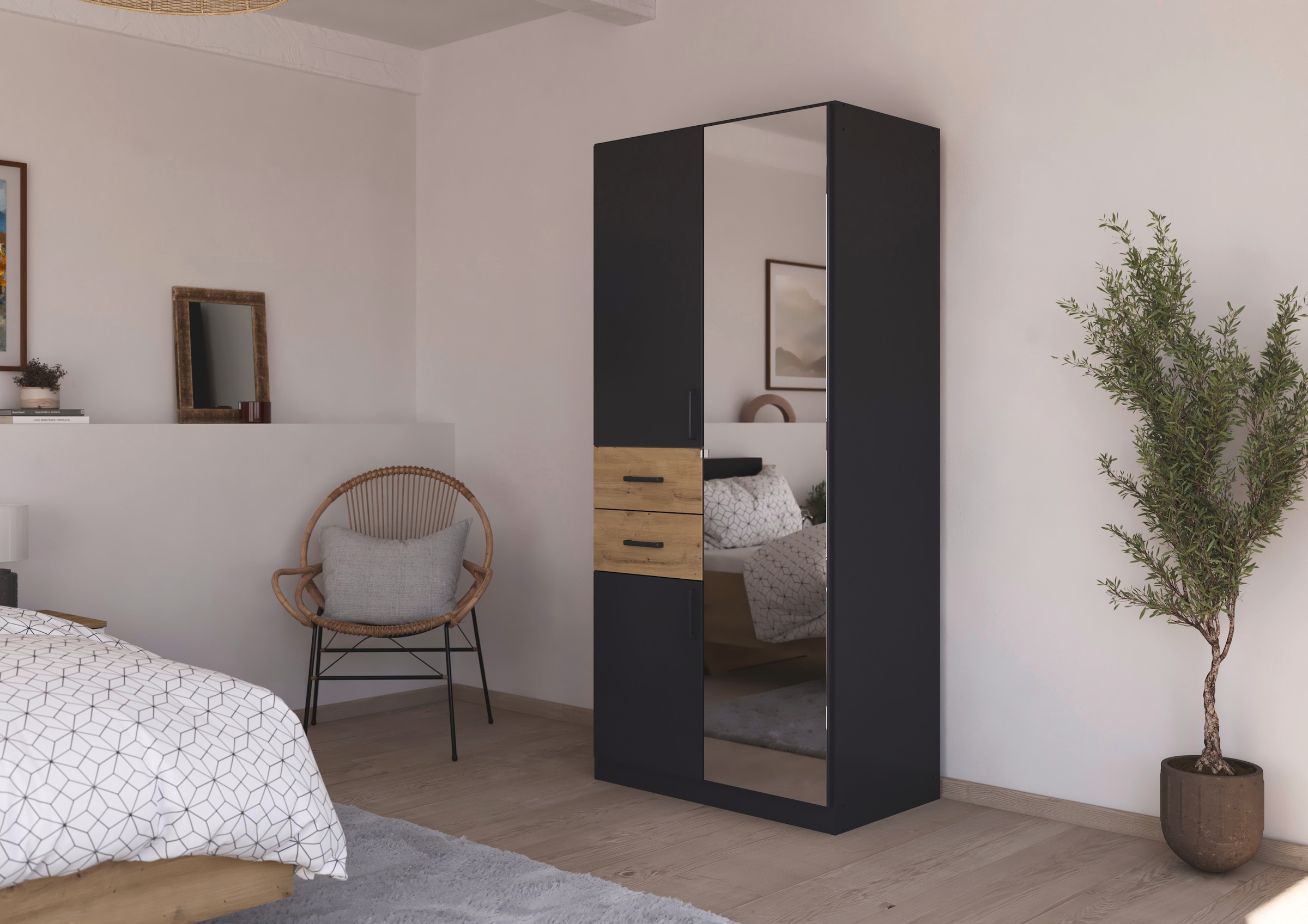 rauch Drehtürenschrank "Maika" mit Spiegel, 2 Schubladen, in verschiedenen günstig online kaufen