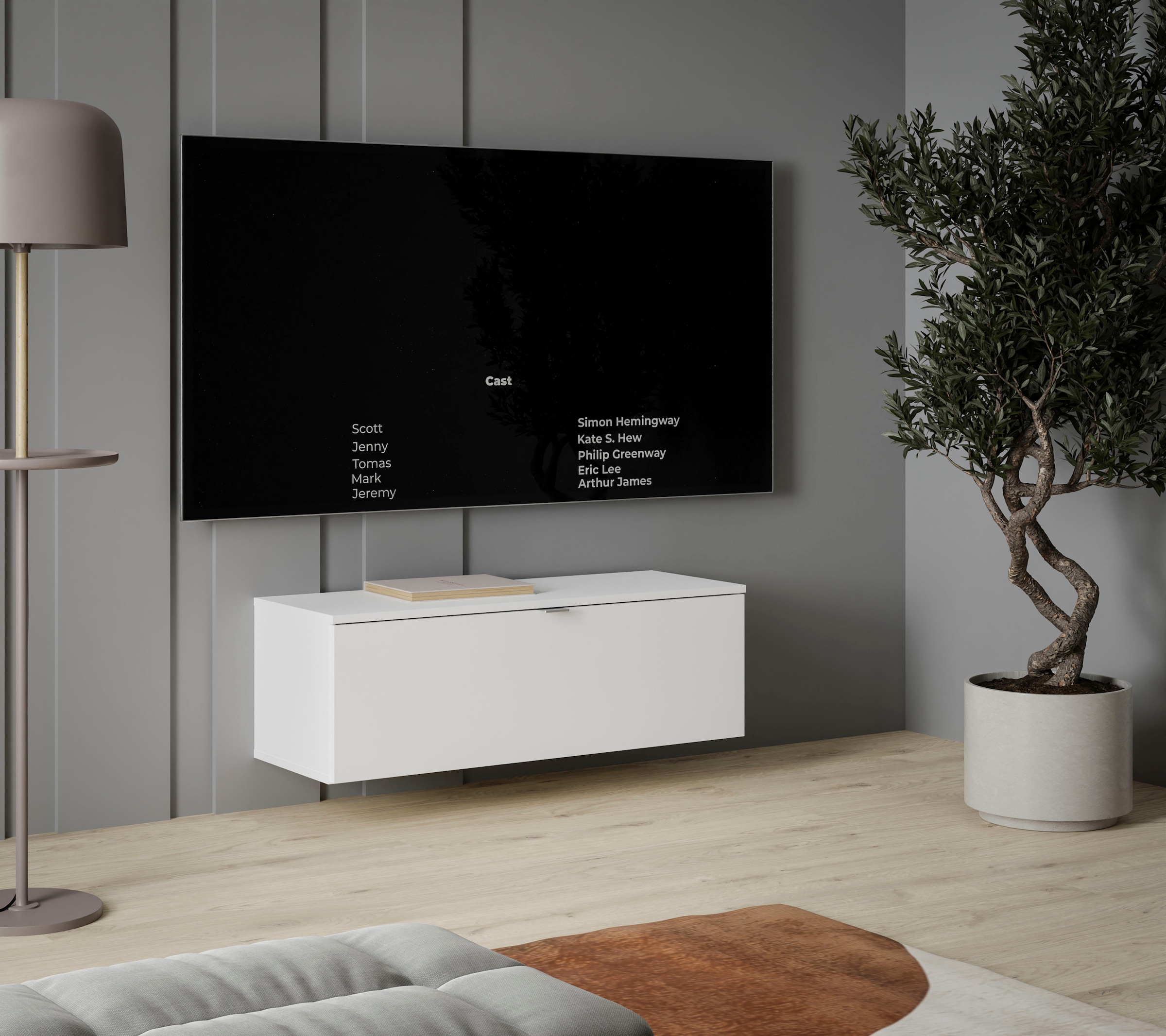 FORTE Lowboard »LibertadTV-Board, TV-Schrank«, TV Board, erweiterbar, Wandmontage, Metallgriff