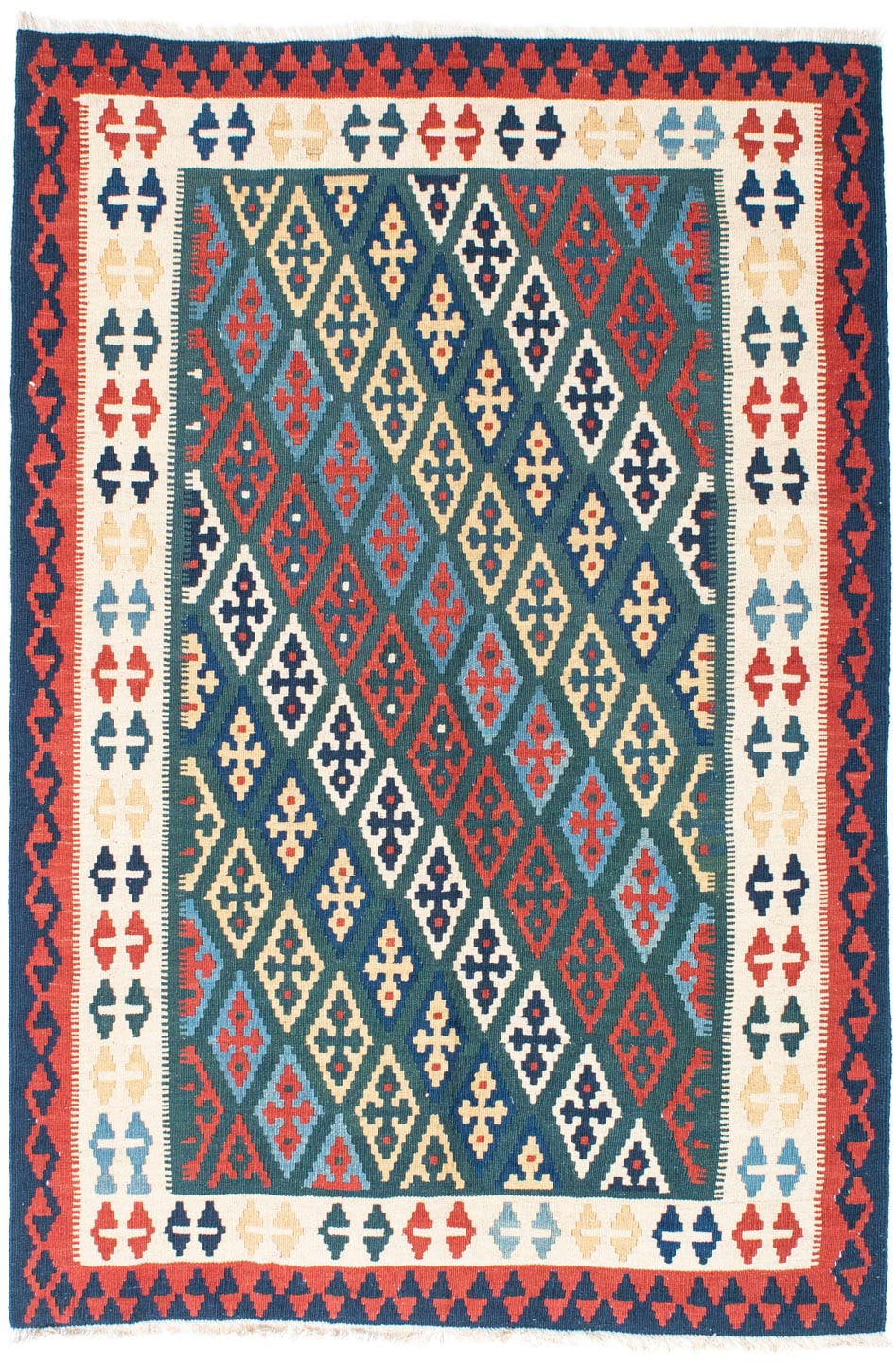 morgenland Wollteppich »Kelim - Oriental - 193 x 131 cm - blau«, rechteckig günstig online kaufen