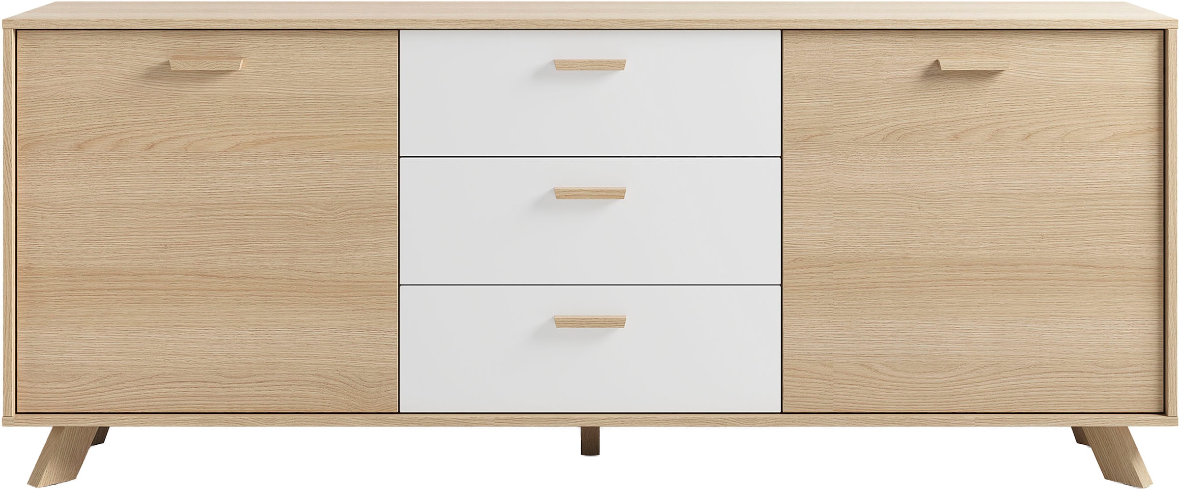 byLIVING Sideboard »Bastian« 1 Stk. tlg. mit massiven Holzfüßen und Griffen, natürlicher Eichenlook, 180cm