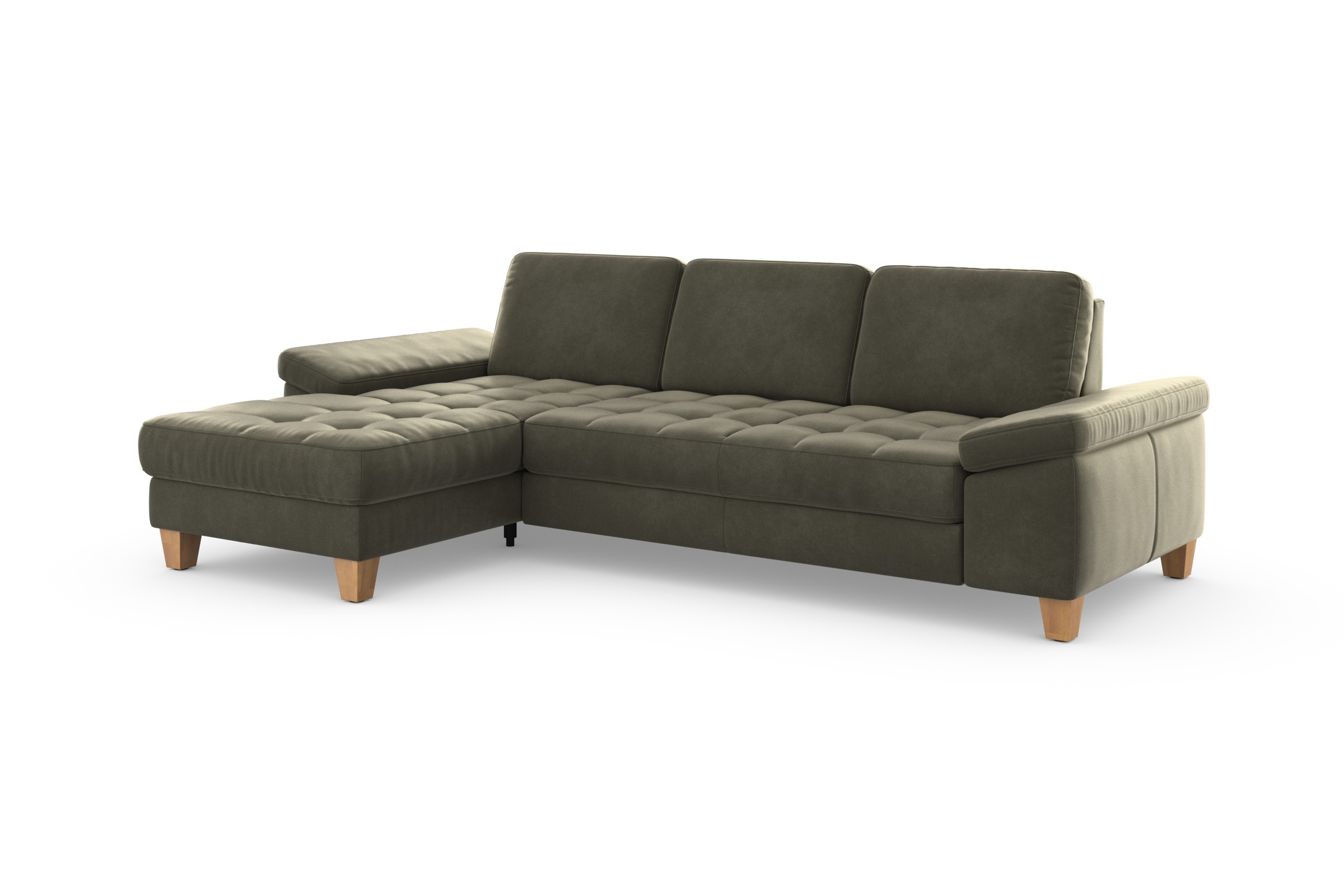 sit&more Ecksofa »Westham L-Form«, mit Recamiere, mit oder ohne Bettfunktion, Bettkasten, Füße Eiche