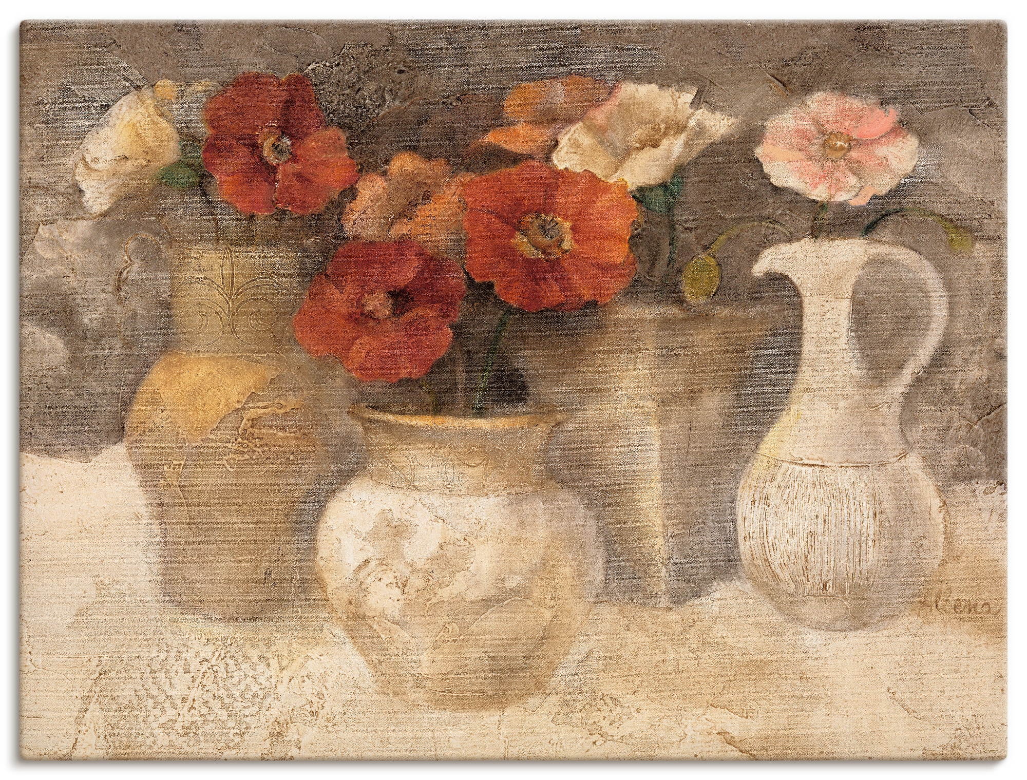 Artland Wandbild »Weißer Mohn«, Vasen & Töpfe, (1 St.), als Leinwandbild, P günstig online kaufen