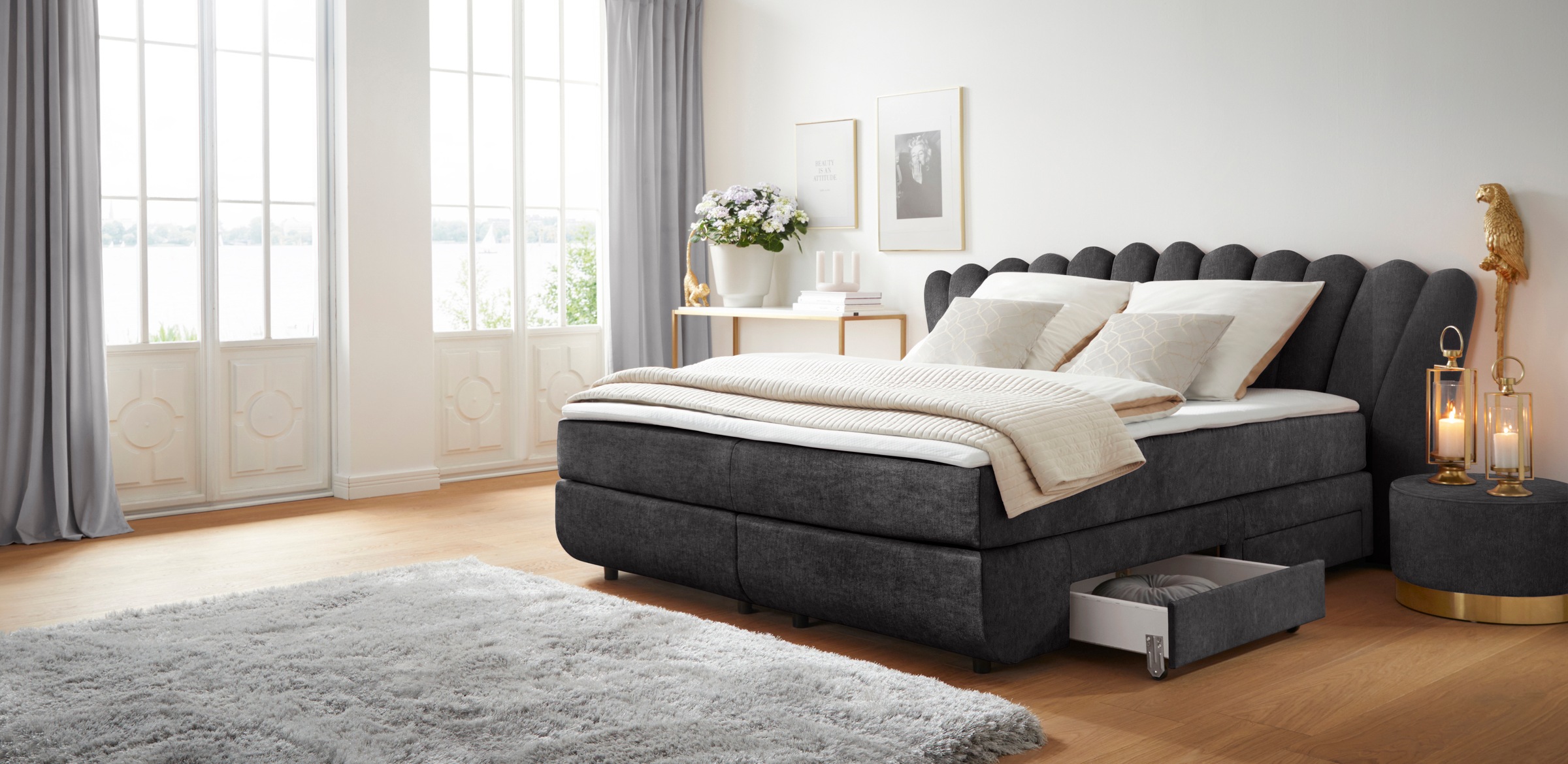 11. Bild von Leonique Boxbett »Fleurir«, Breite 180 cm, 3 verschiedene Liegebreiten: 90, 140 und 180 cm