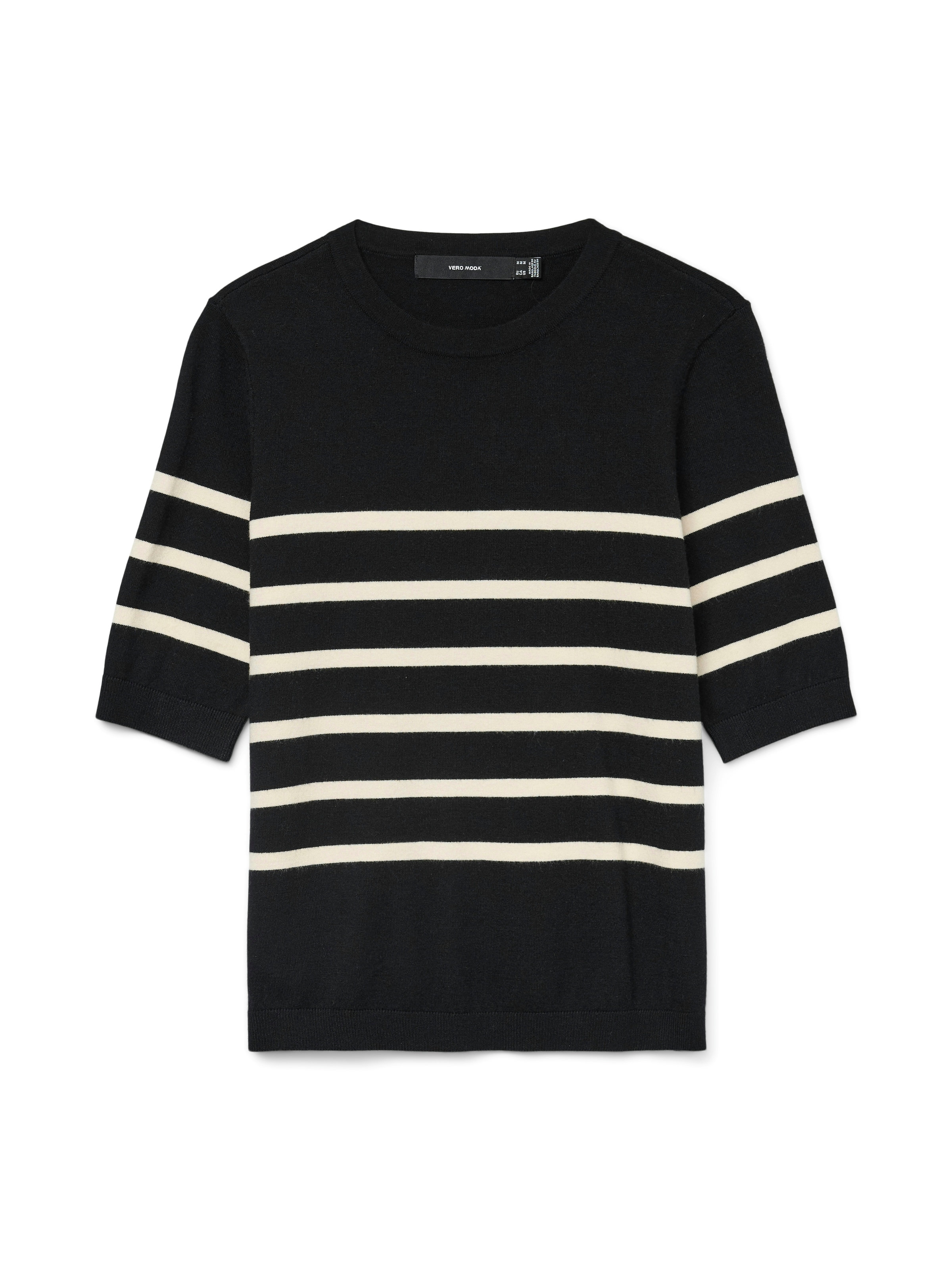 Vero Moda Kurzarmpullover »leichter Feinstrickpullover VMSABA PLAIN SS O-NECK PULLOVER GA NOOS«, (Damenpullover, Rundhalsausschnitt, Kurzarm, Sommerpulli,), im Regular Fit aus pflegeleichtem Materialmix mit Viskose