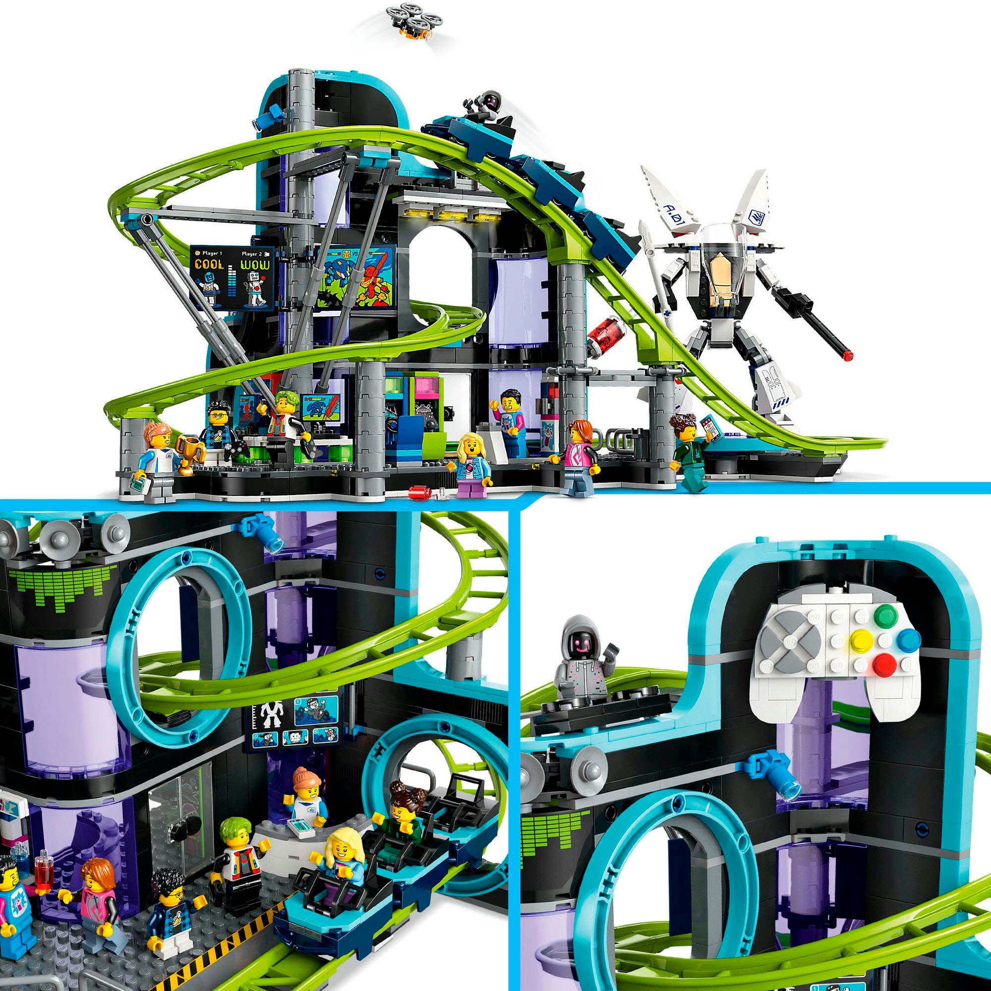 LEGO® Konstruktionsspielsteine »Achterbahn mit Roboter-Mech (60421), LEGO City«, (986 St.), Made in Europe