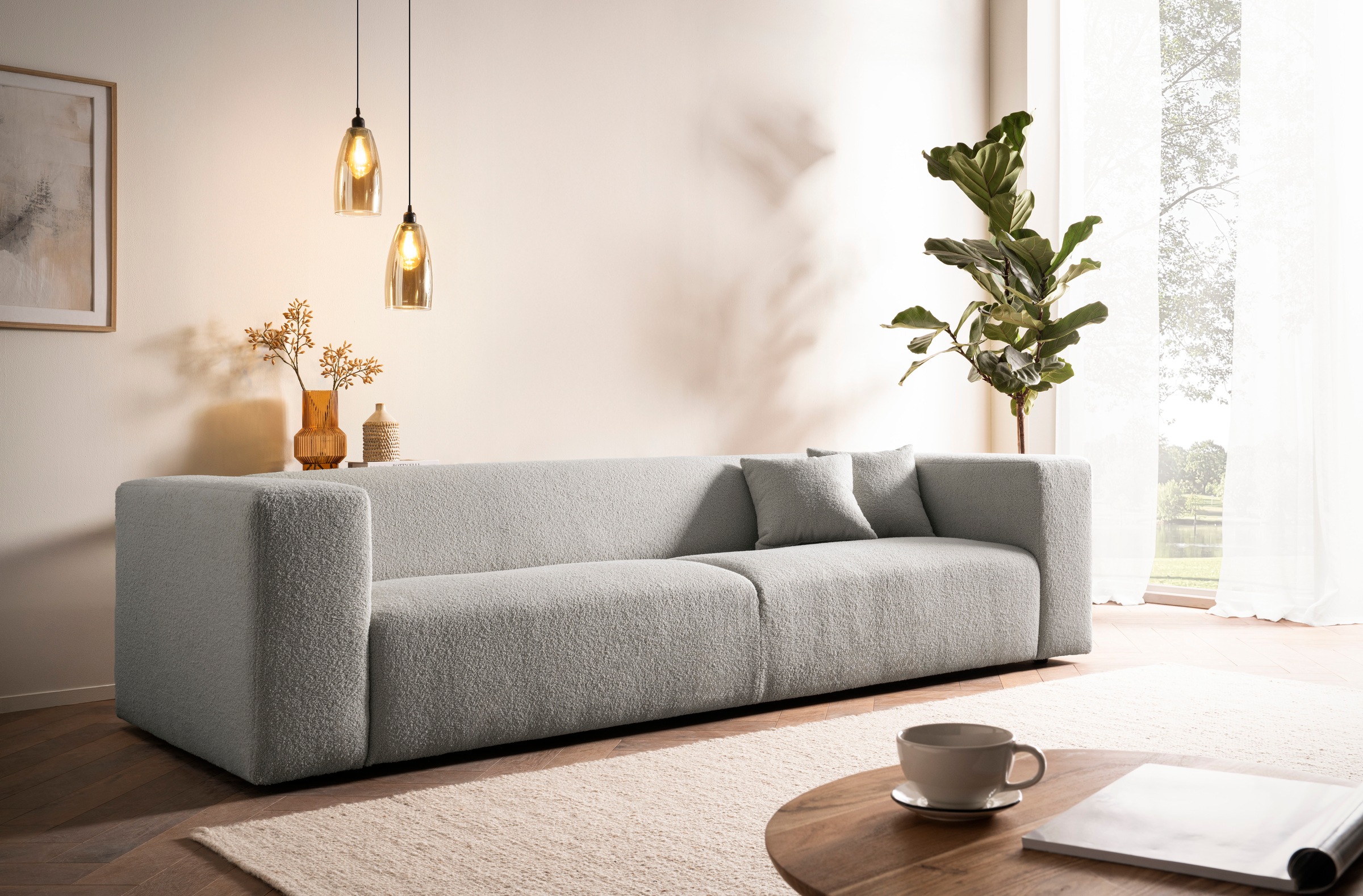 andas 3-Sitzer »BAKELS, Couch in Cord oder Boucle-Stoff, Sofa im modernen Design«, bequemer Sitzkomfort,in 2 Stoffen und 8 Farben lieferbar