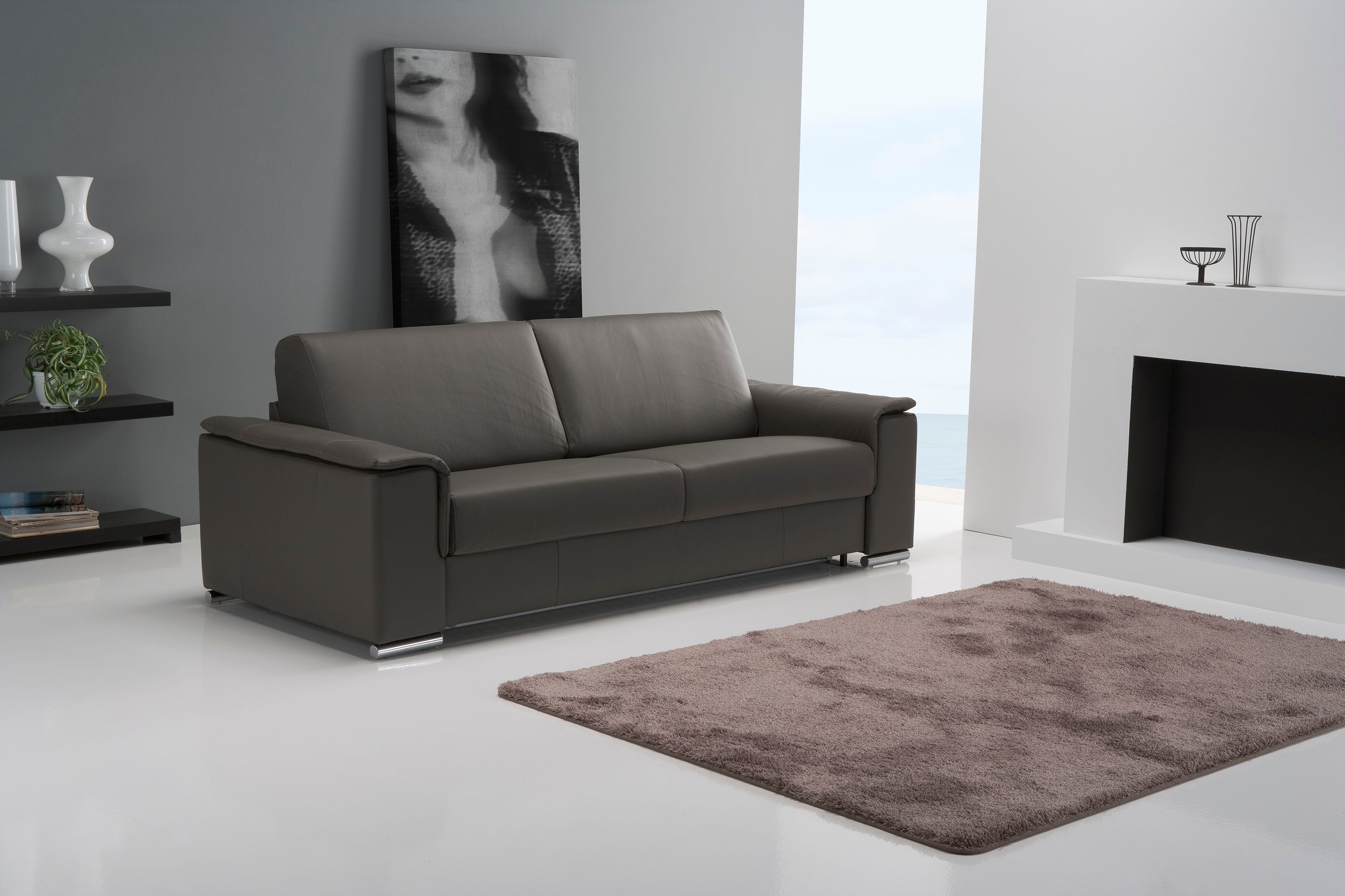 Egoitaliano 2,5-Sitzer »Cecilia, modern und elegant mit erstklassigem Sitzkomfort«, mit verchromten Metallfüßen