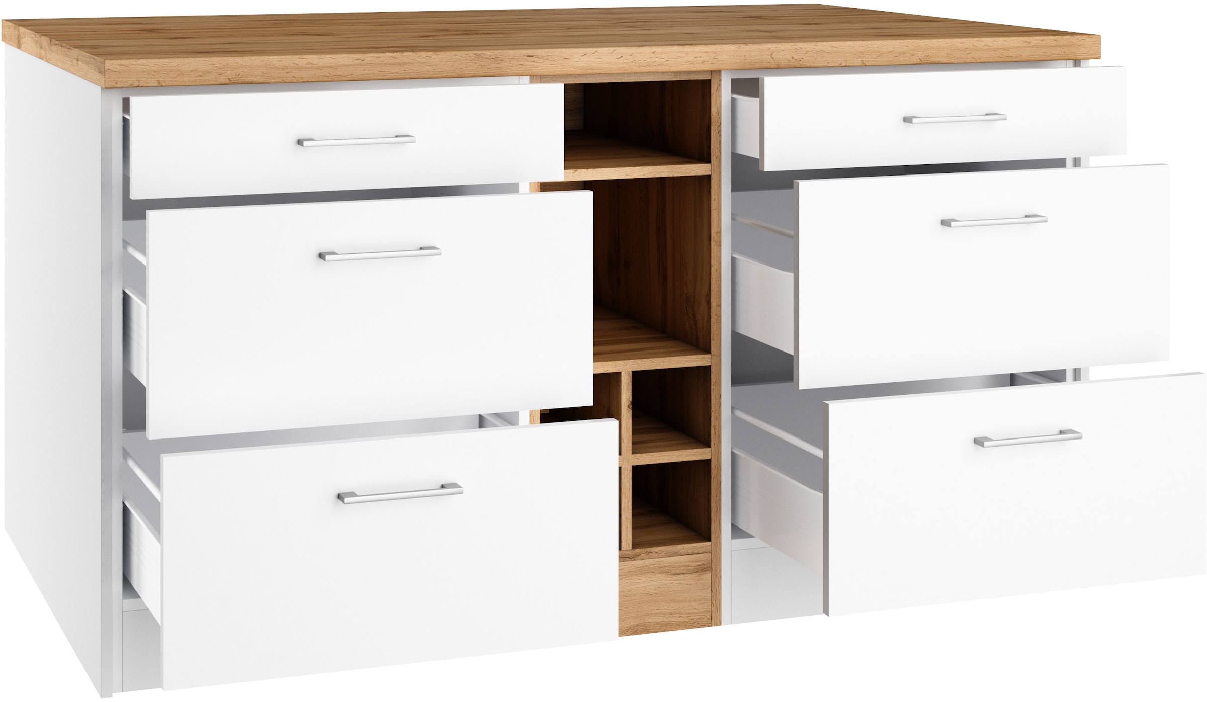 KOCHSTATION Kücheninsel »KS-Milan«, Stellmaß 153/100 cm, viel Stauraum, Lebensmittelpunkt: Küche