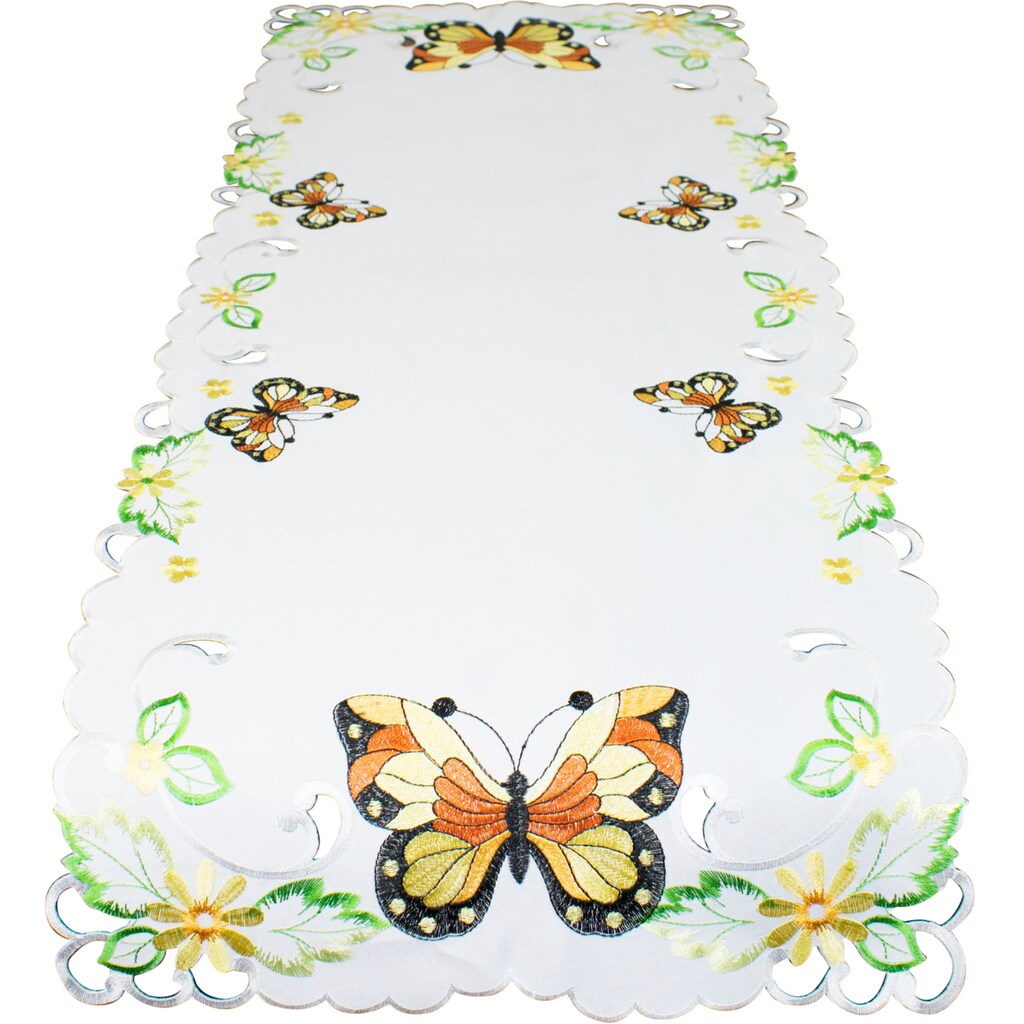 Delindo Lifestyle Tischläufer »Schmetterlinge«, mit Zierstickerei