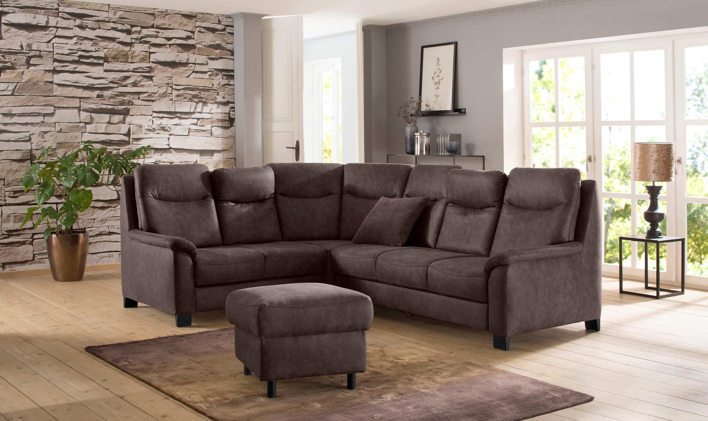 Home affaire Ecksofa »Boccaccio L-Form« mit Federkern, incl. Kopfteilverste günstig online kaufen