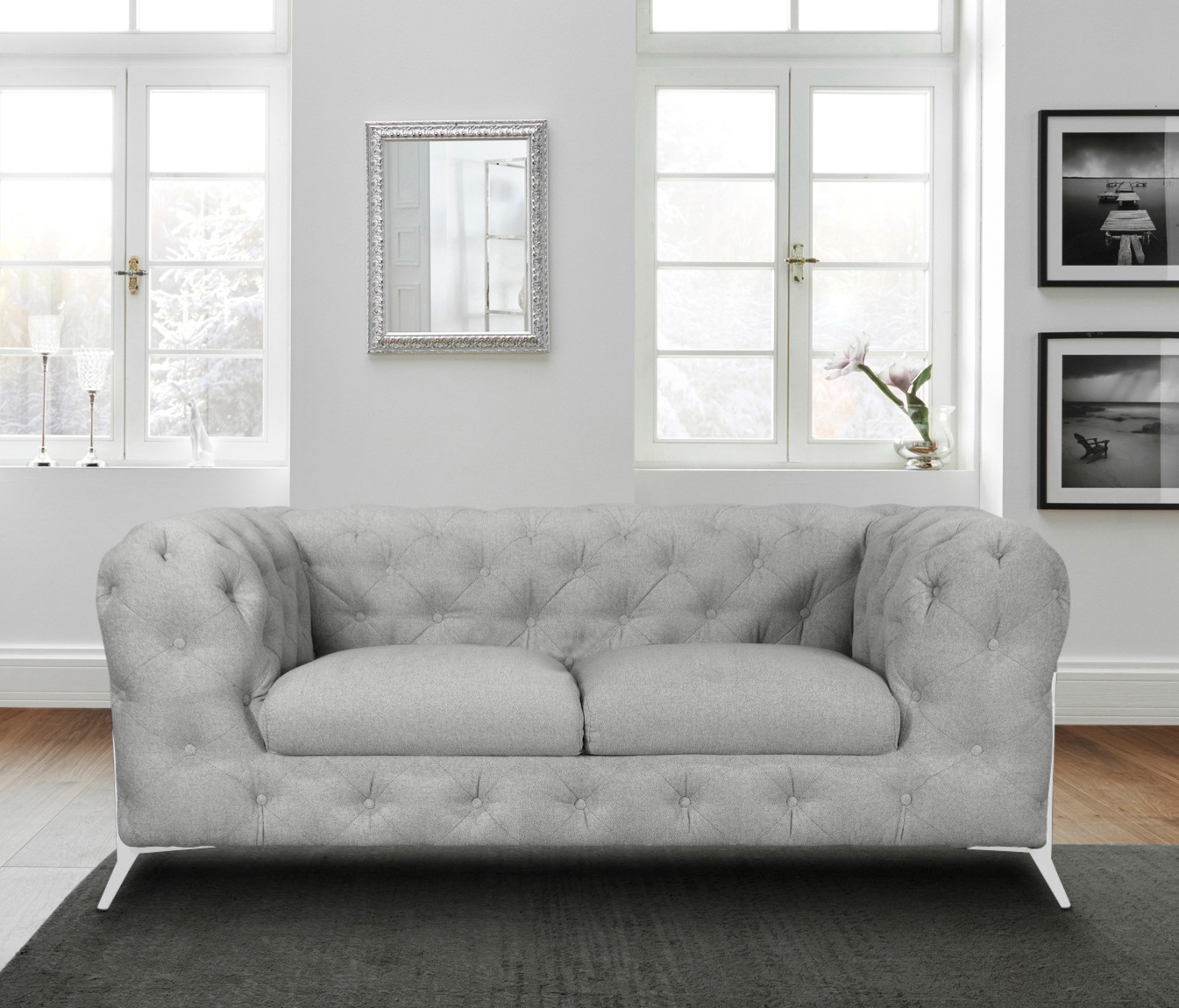 Leonique Chesterfield-Sofa »Amaury«, aufwändige Knopfheftung, moderne Chesterfield Optik, Fußfarbe wählbar
