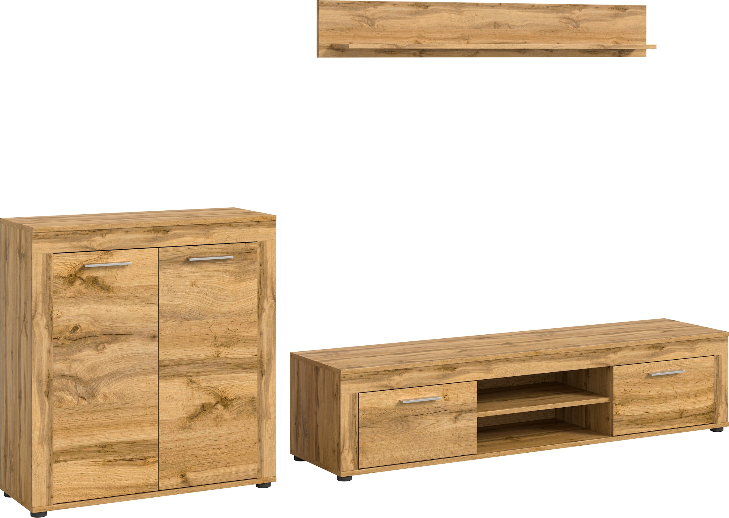 INOSIGN Wohnwand »Aosta, Breite 255cm, bestehend aus Highboard, Lowboard, Wandboard«, (3 St.), Wohnwand, Kombination, Anbauwand, Möbel Set, Schrankwand, Möbel Kombi