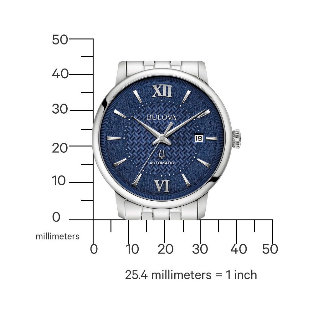 Bulova Automatikuhr, Armbanduhr, Herrenuhr, Mechanische Uhr, Edelstahlarmband, analog, Tag
