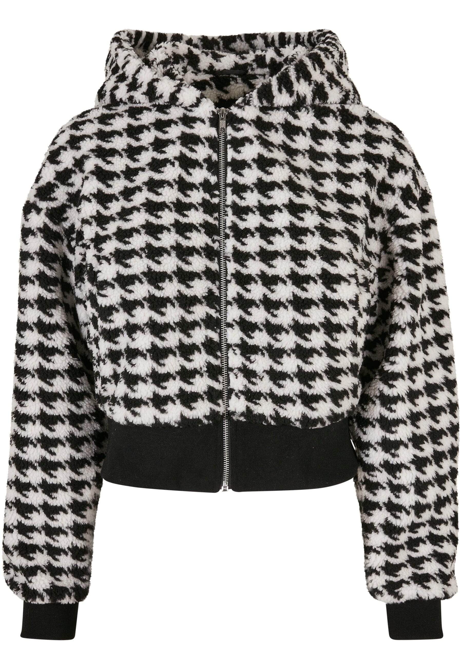 URBAN CLASSICS Allwetterjacke »Urban Classics Damen Ladies Short Oversized AOP Sherpa Jacket« 1 Stk. tlg. mit Kapuze