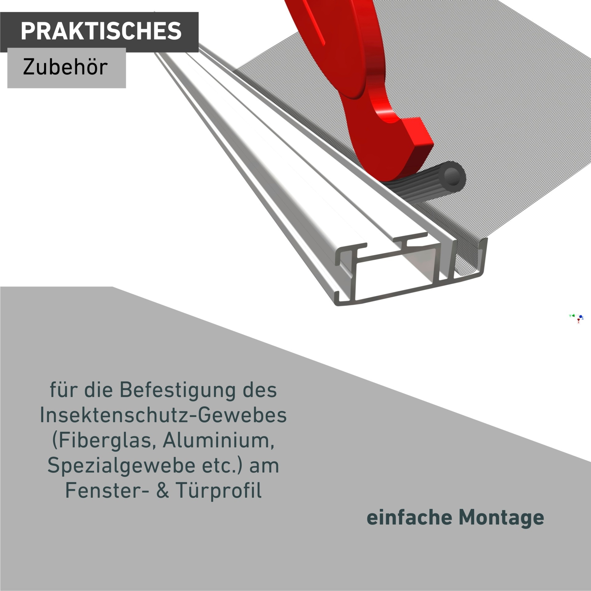Windhager Fliegengitter-Gewebe »Keder zur Befestigung des Insektenschutz-Gewebes« 1 Stk. tlg. Fliegengitter Kederwerkzeug inkl. Gummischnur 5 m, anthrazit