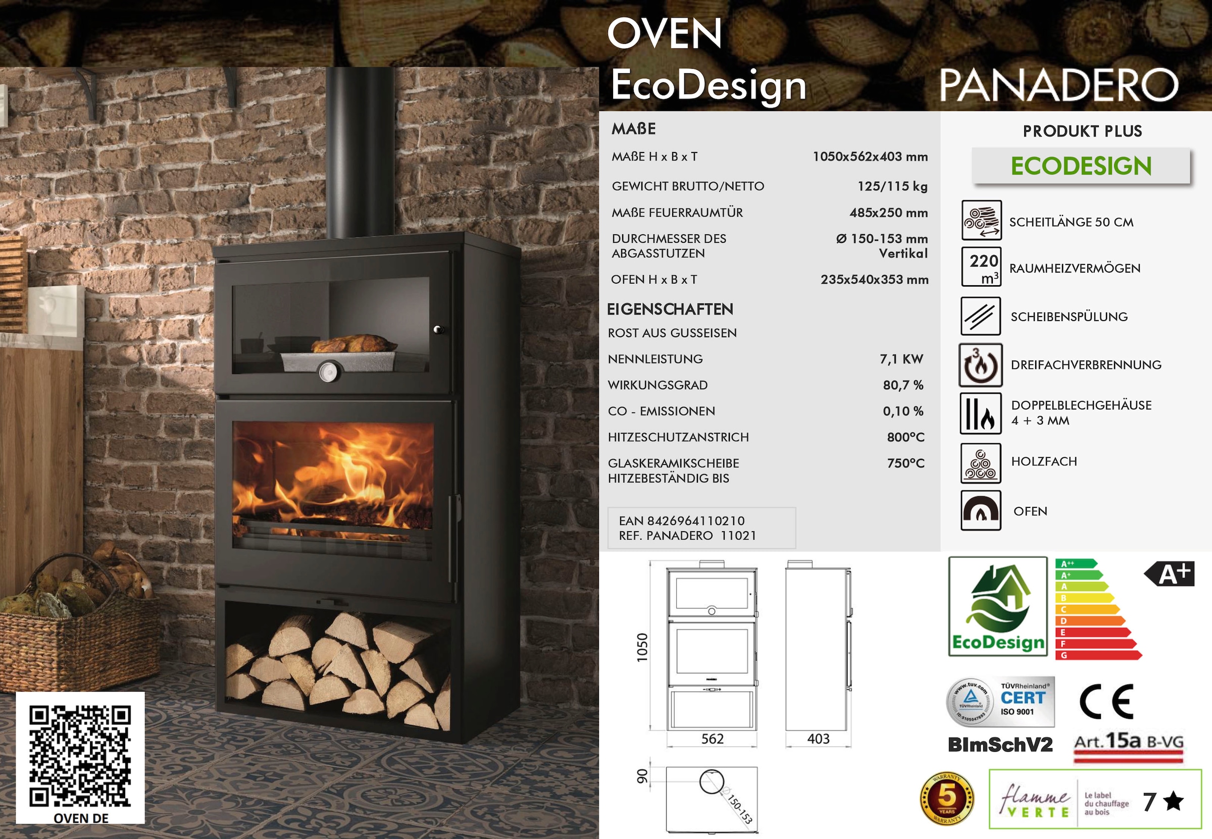 tlg.) Kaminofen »Kaminofen (1 Panadero bestellen Ecodesign«, online Oven