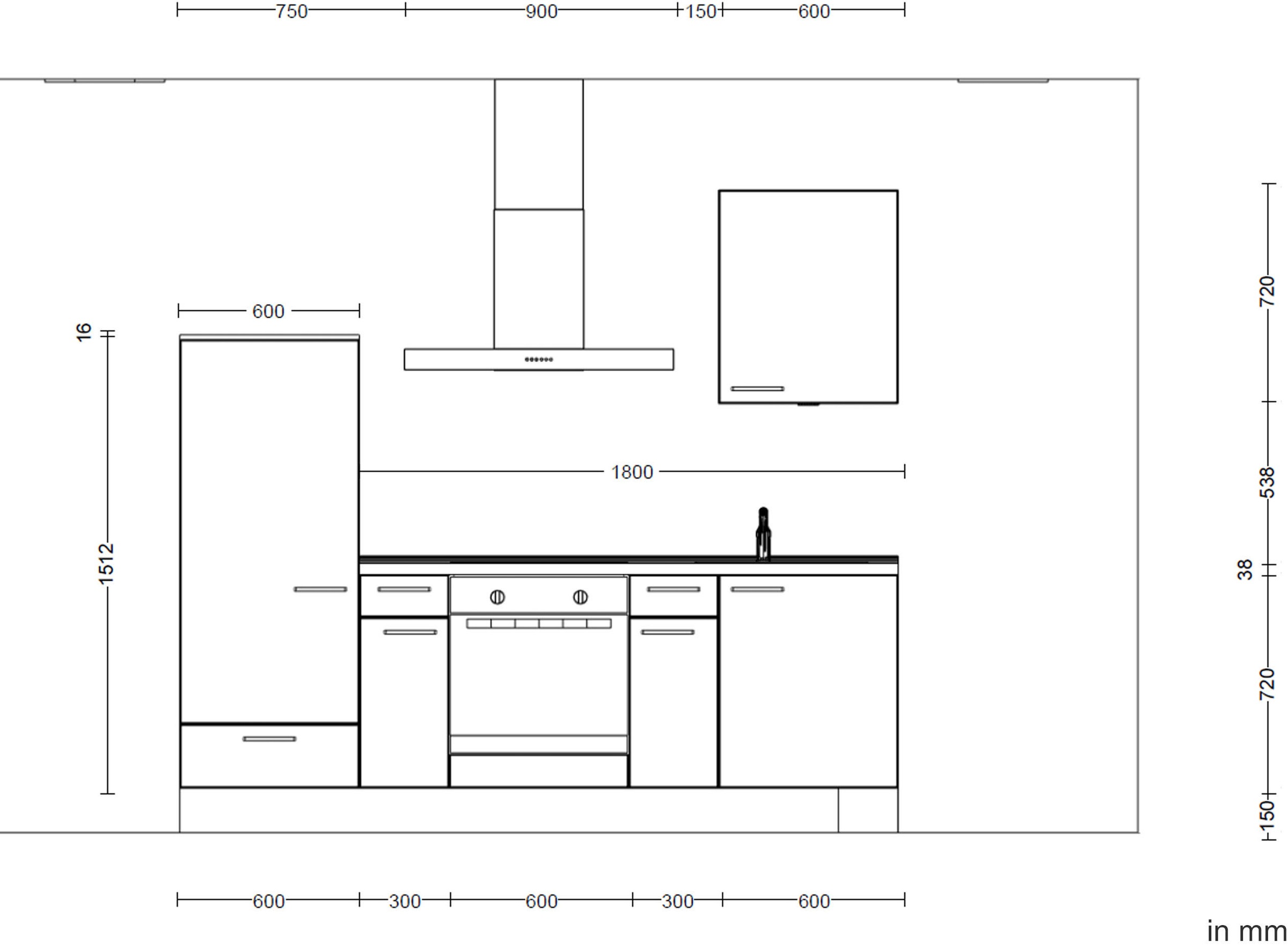 nobilia® Küchenzeile »"Riva I"« vormontiert, Ausrichtung wählbar, Breite 240 cm, wahlw. mit E-Geräten