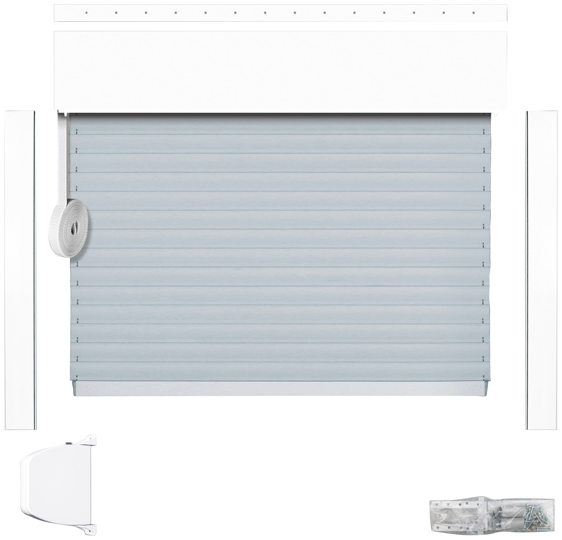 SCHELLENBERG Aufsatzrollladen »Set für Fenster, Mini System für 60 mm Stahlrohrwelle«, (Set), PVC Jalousie, in verschiedenen Größen erhältlich, grau