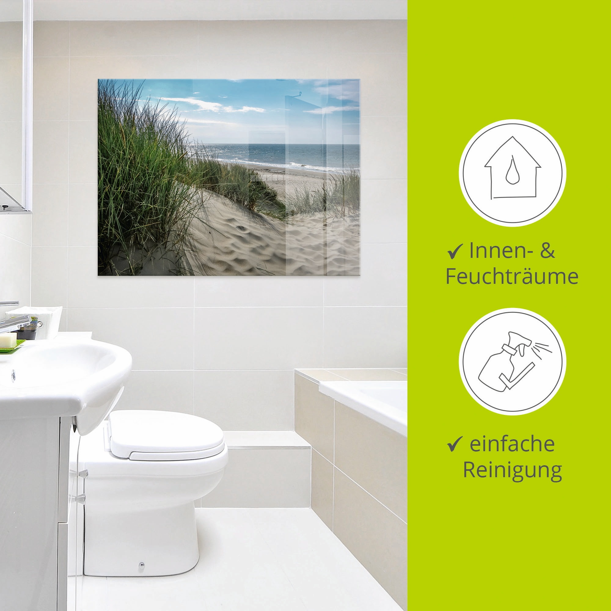 Artland Glasbild »Dünenlandschaft im Sommer an der Nordsee«, Strand, (1 St.), in verschiedenen Größen