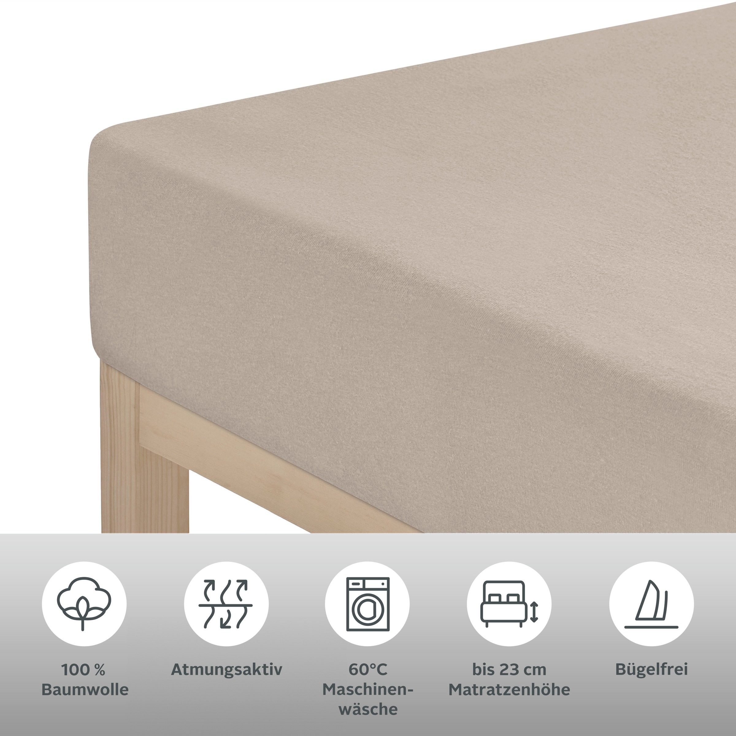 LeGer Home by Lena Gercke Spannbettlaken »ANISA Jersey aus 100% Baumwolle, 150 g/m²« Premium Bettlaken für Matratzen bis 23 cm Höhe, perfekter Sitz