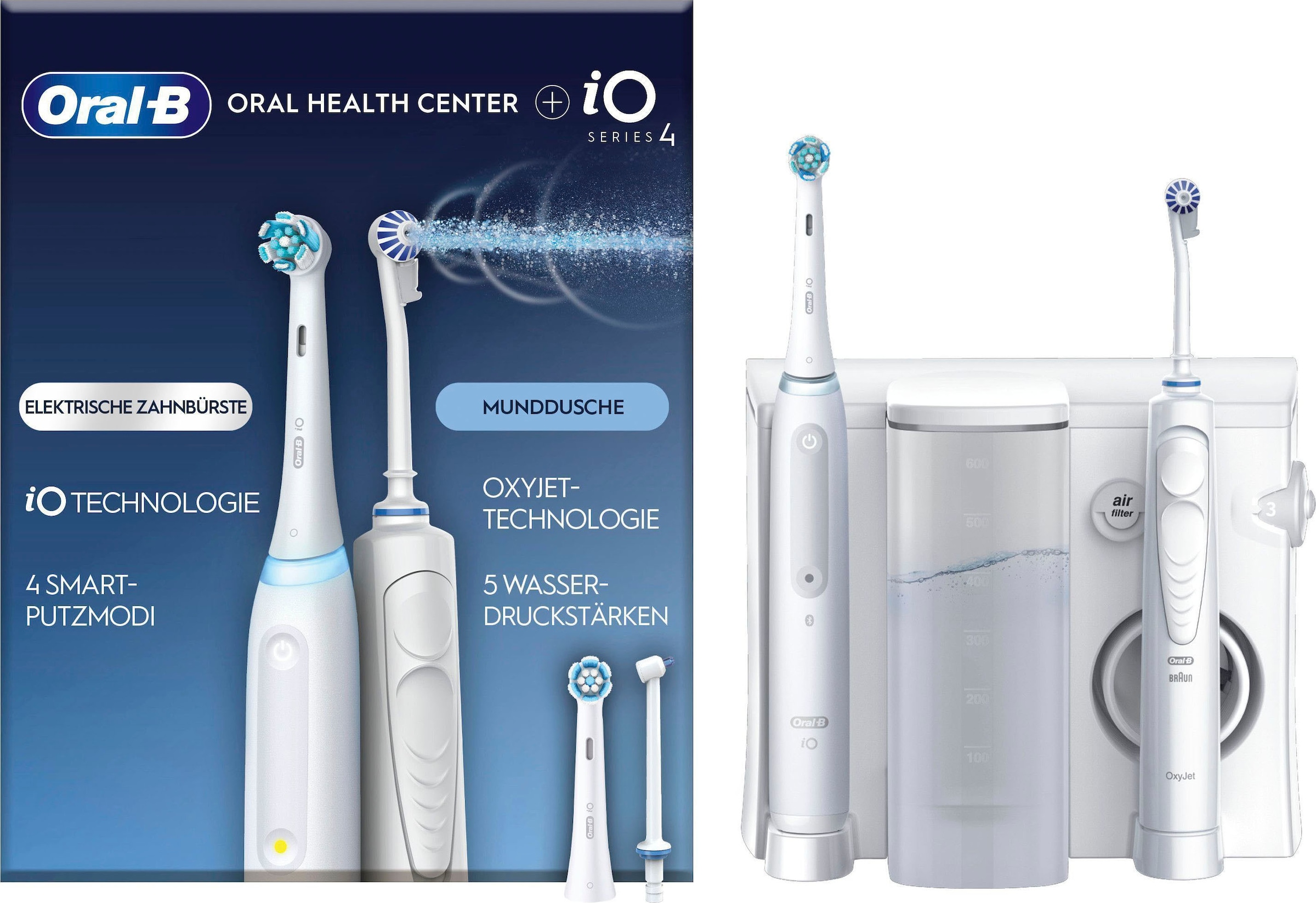 Oral-B Munddusche »Oral Health Center«, mit iO Series 4 elektrische Zahnbürste