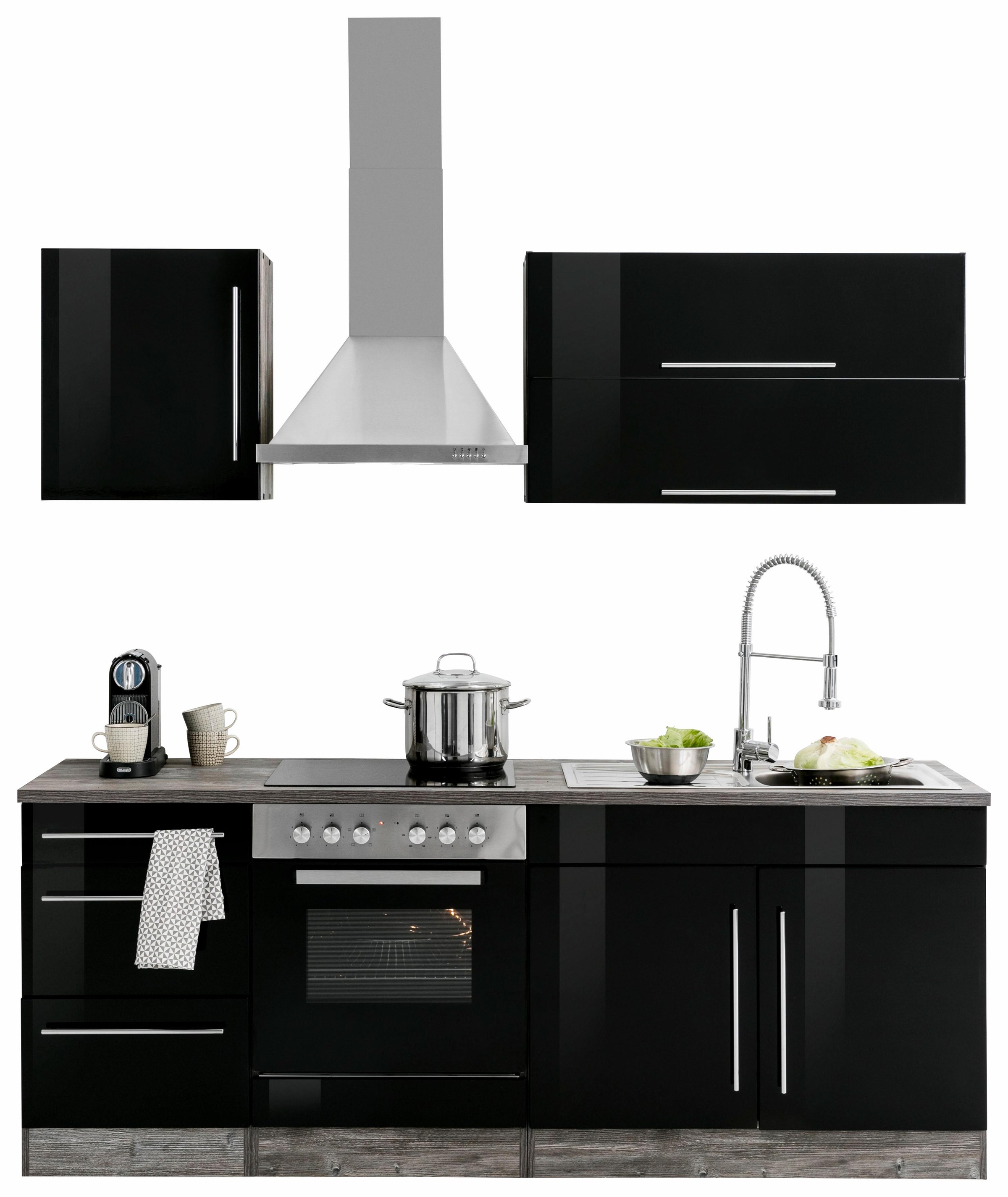 KOCHSTATION Küchenzeile KS-Samos, Breite 210 cm, wahlweise mit E-Geräten, m günstig online kaufen