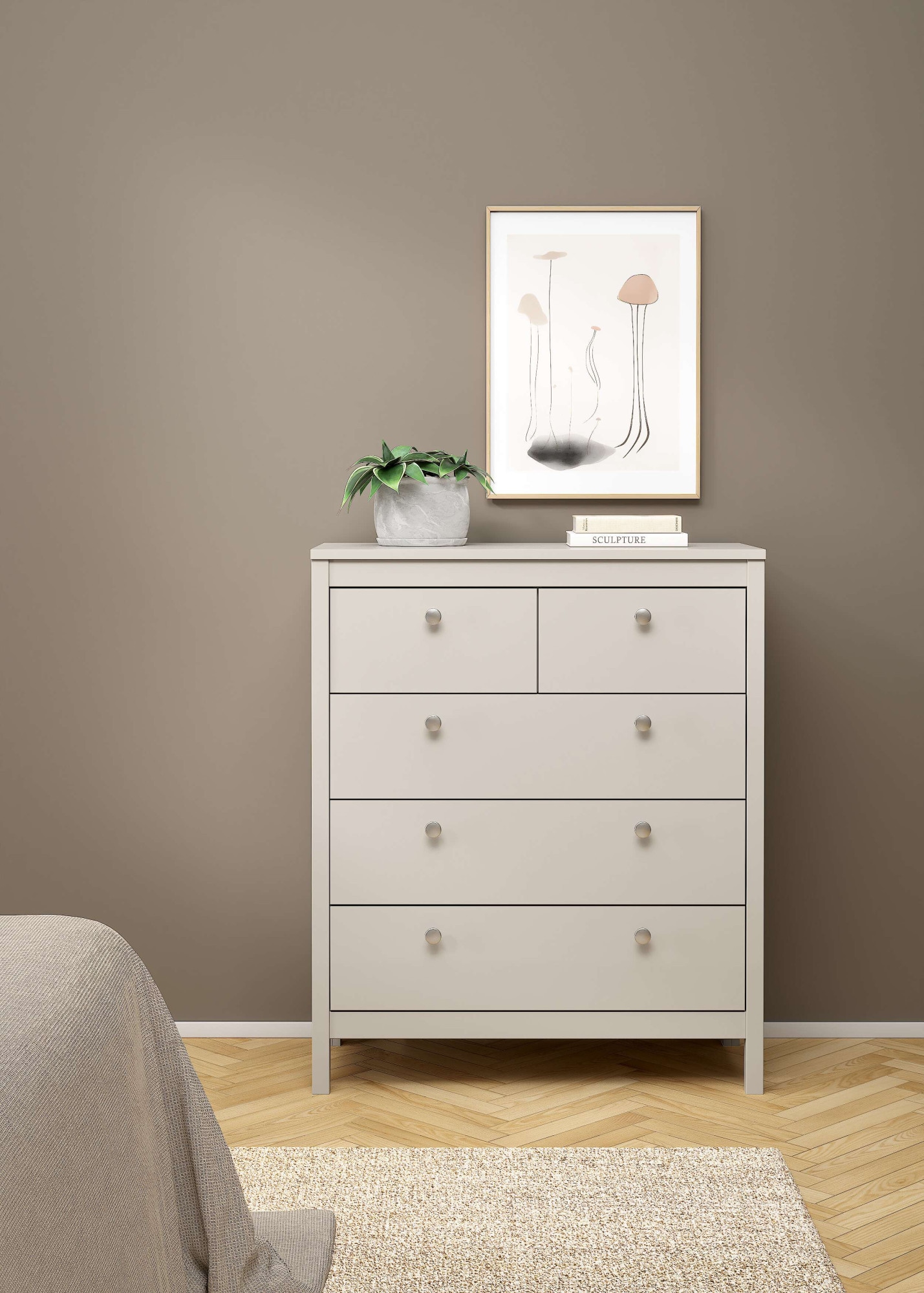 Home affaire Kommode »Madrid, Aufbewahrung, Schubladenschrank, Stauraum« Skandinavisches Design, Wahlweise Leder- oder Metallgriffe