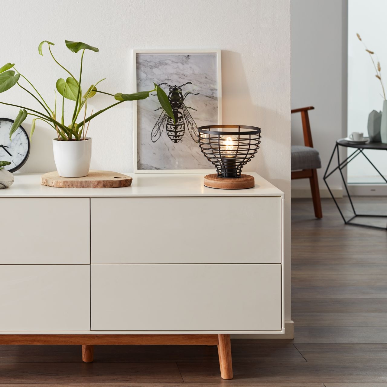 Brilliant Tischleuchte »Avia« E27 1 Stk. 18,5 cm Höhe, Ø 20 cm, E27, Metall/Holz, schwarz/braun