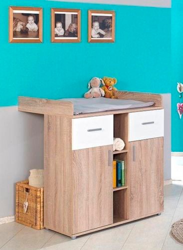 BMG Möbel Babyzimmer-Komplettset »Maxim«, (Set, 4 St., Bett + Wickelkommode + 4-trg. Schrank + Standregal), Bett + Wickelkommode + 4-trg. Schrank + Standregal