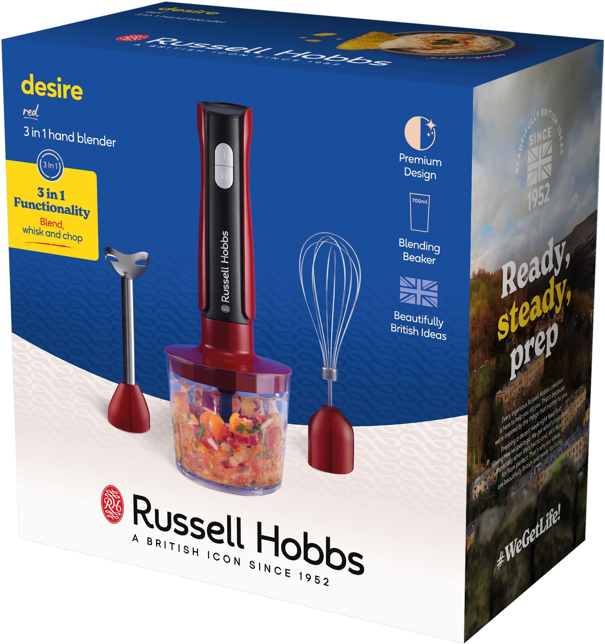 RUSSELL HOBBS Stabmixer »Desire 3in 1 27140-56«, 500 W, rot