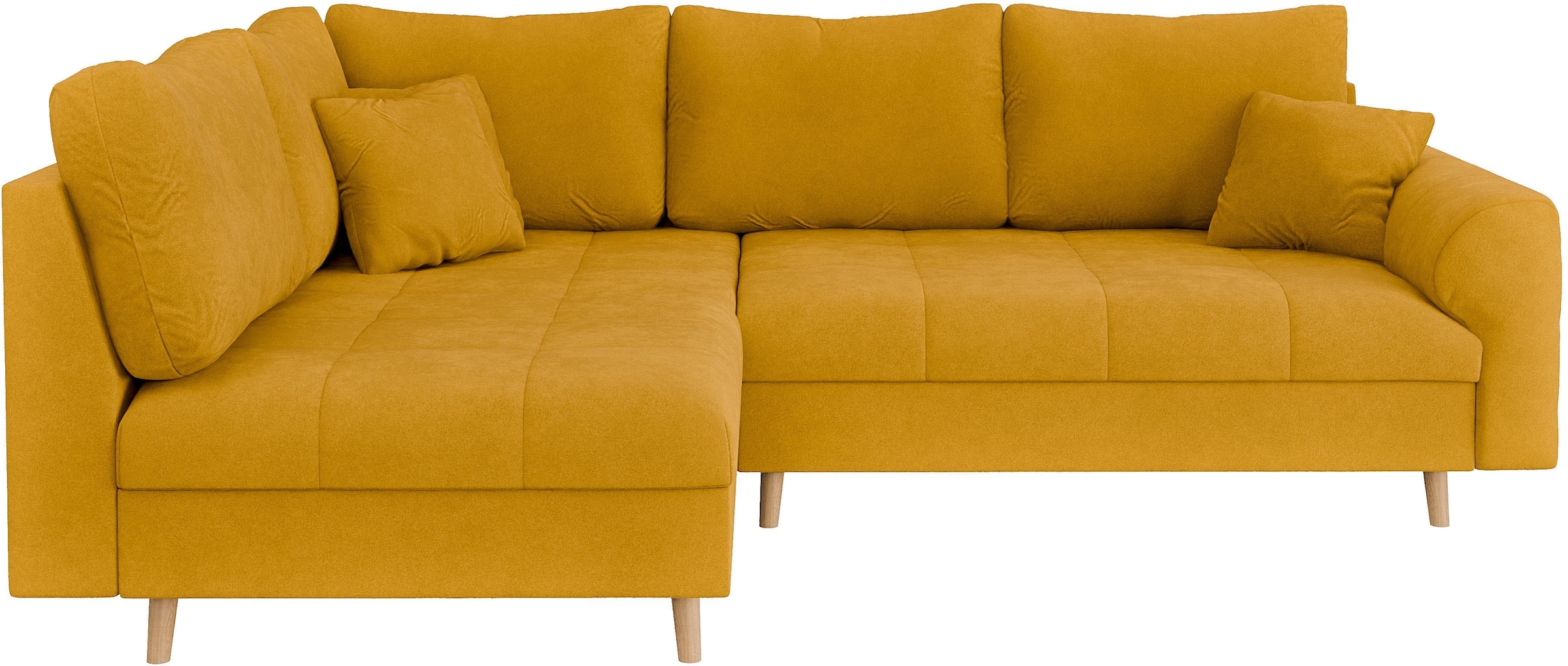 Home affaire Ecksofa »CHARRE L-Form mit Ottomane, Maße B/T/H: 231/161/81 cm«, feine Steppung, lose Rücken- und Zierkissen, auch in Cord und Bouclé