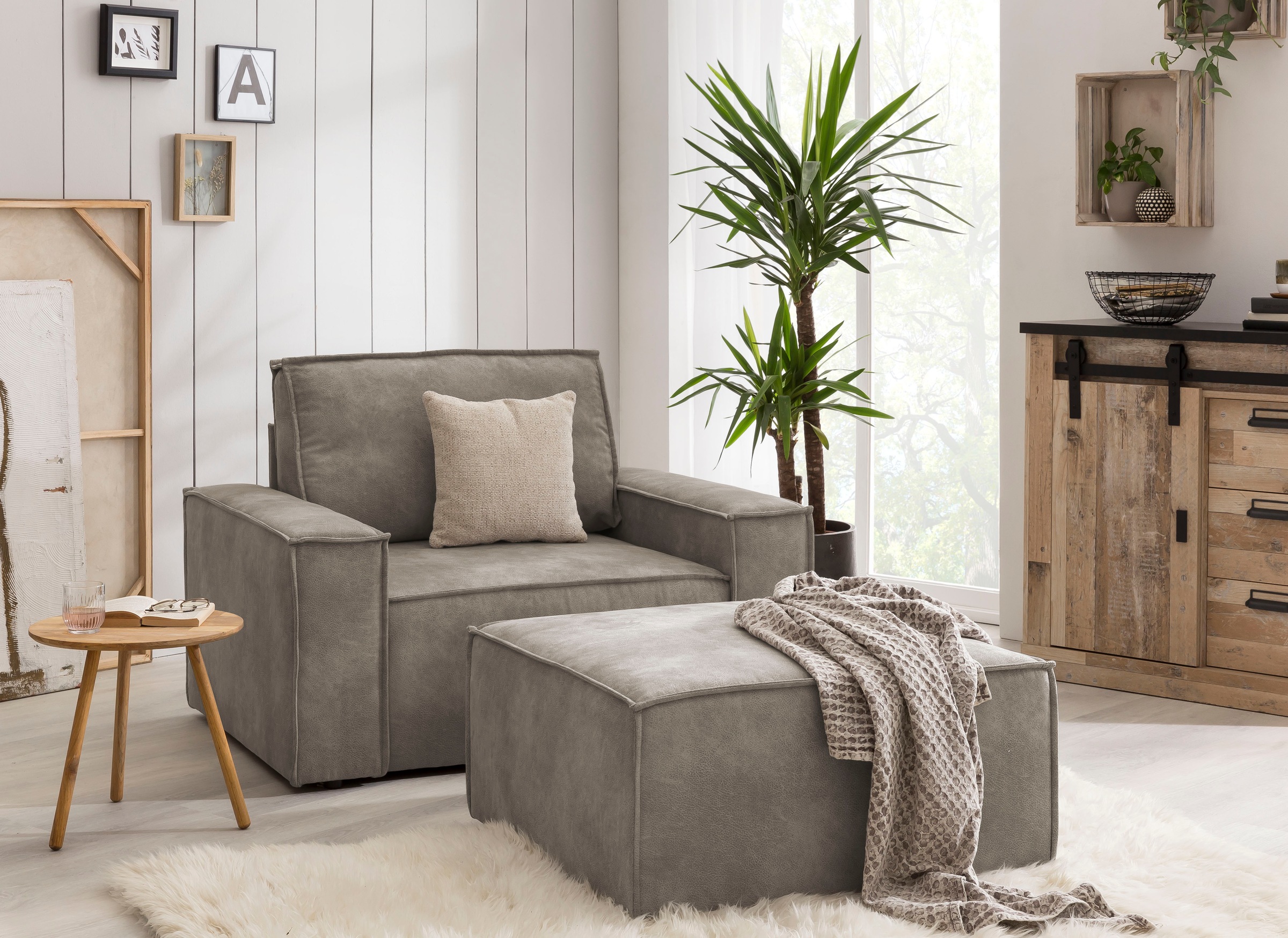Home affaire Sessel »SHERWOOD«, Loveseat und Hocker im Set, passend zur Polster-Serie SHERWOOD