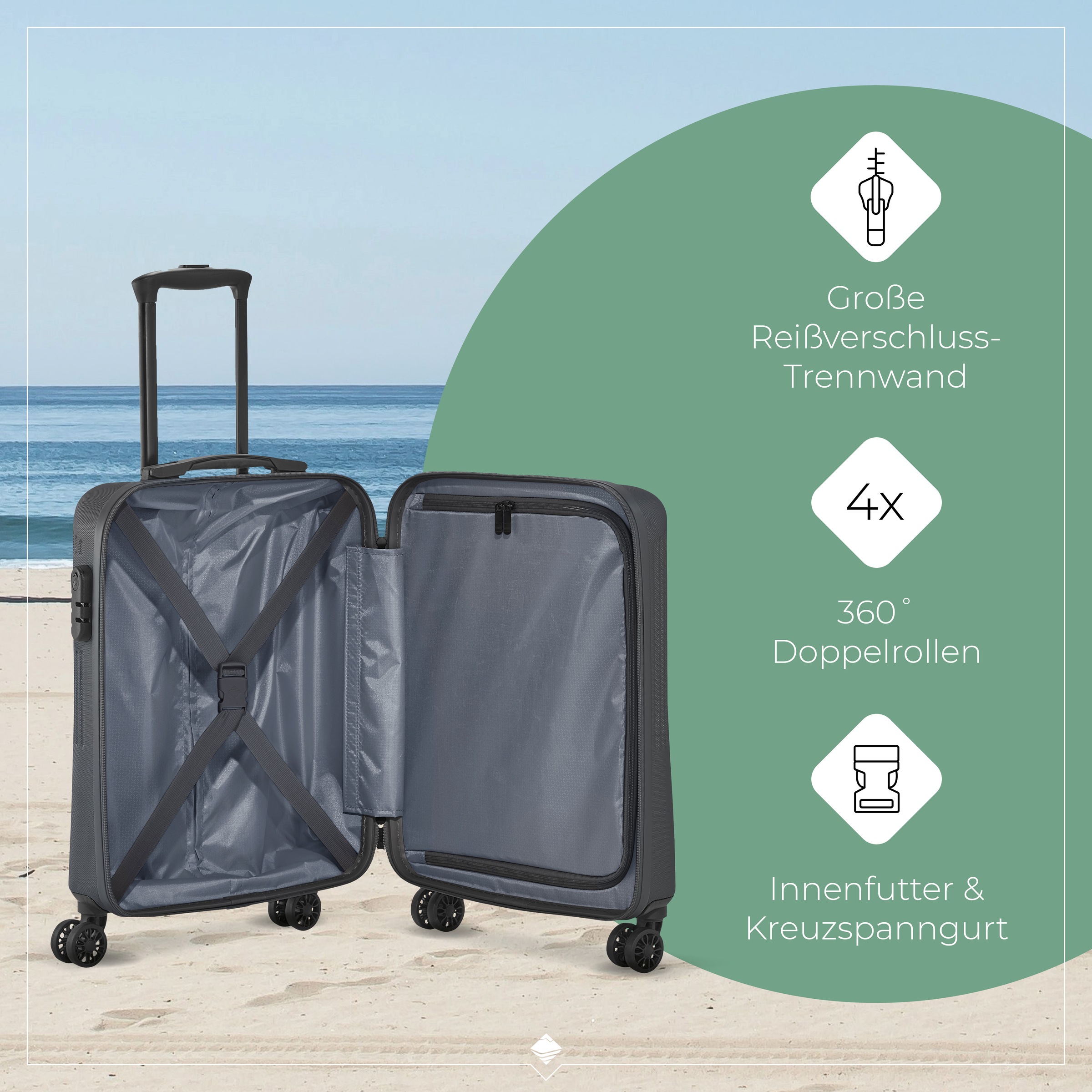 travelite Hartschalen-Trolley »BALI, in verschiedenen Größen und Farben«, 4 Rollen, Hartschallenkoffer Reisegepäck Reisekoffer TSA Schloss