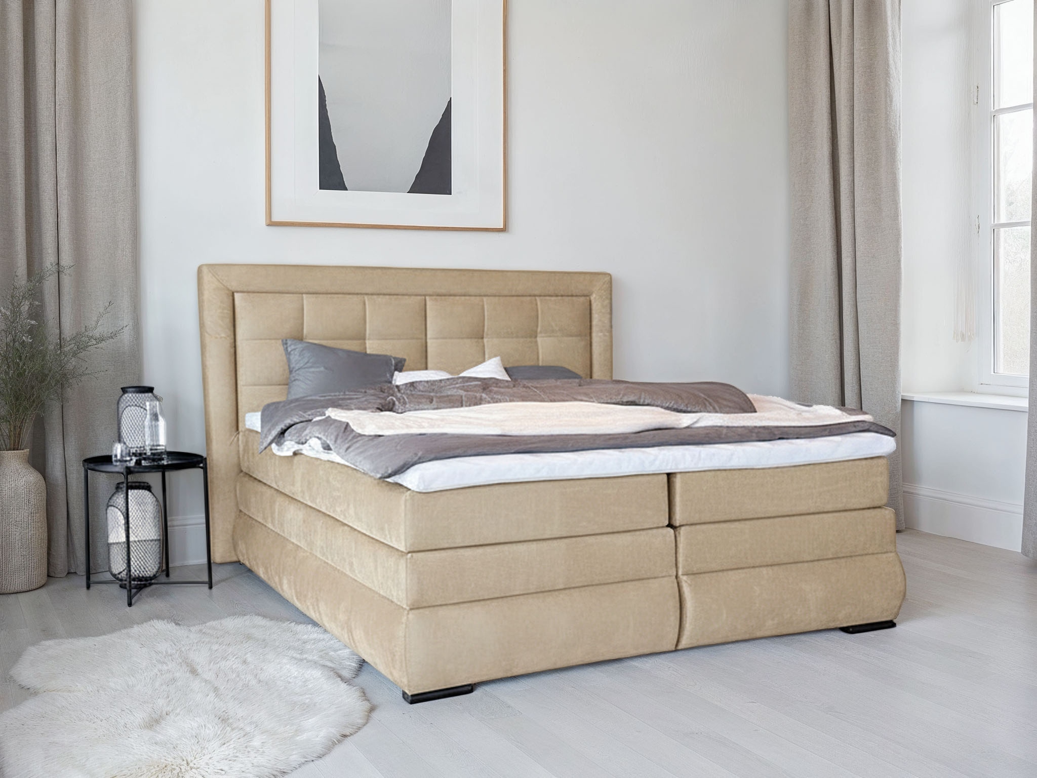 OTTO home Boxspringbett »MIVVA inkl. Bettkasten & Topper, Komfortliegehöhe: 67 cm« in H3, H4 oder Hmix H3/H4, wahlweise mit oder ohne LED-Leuchten