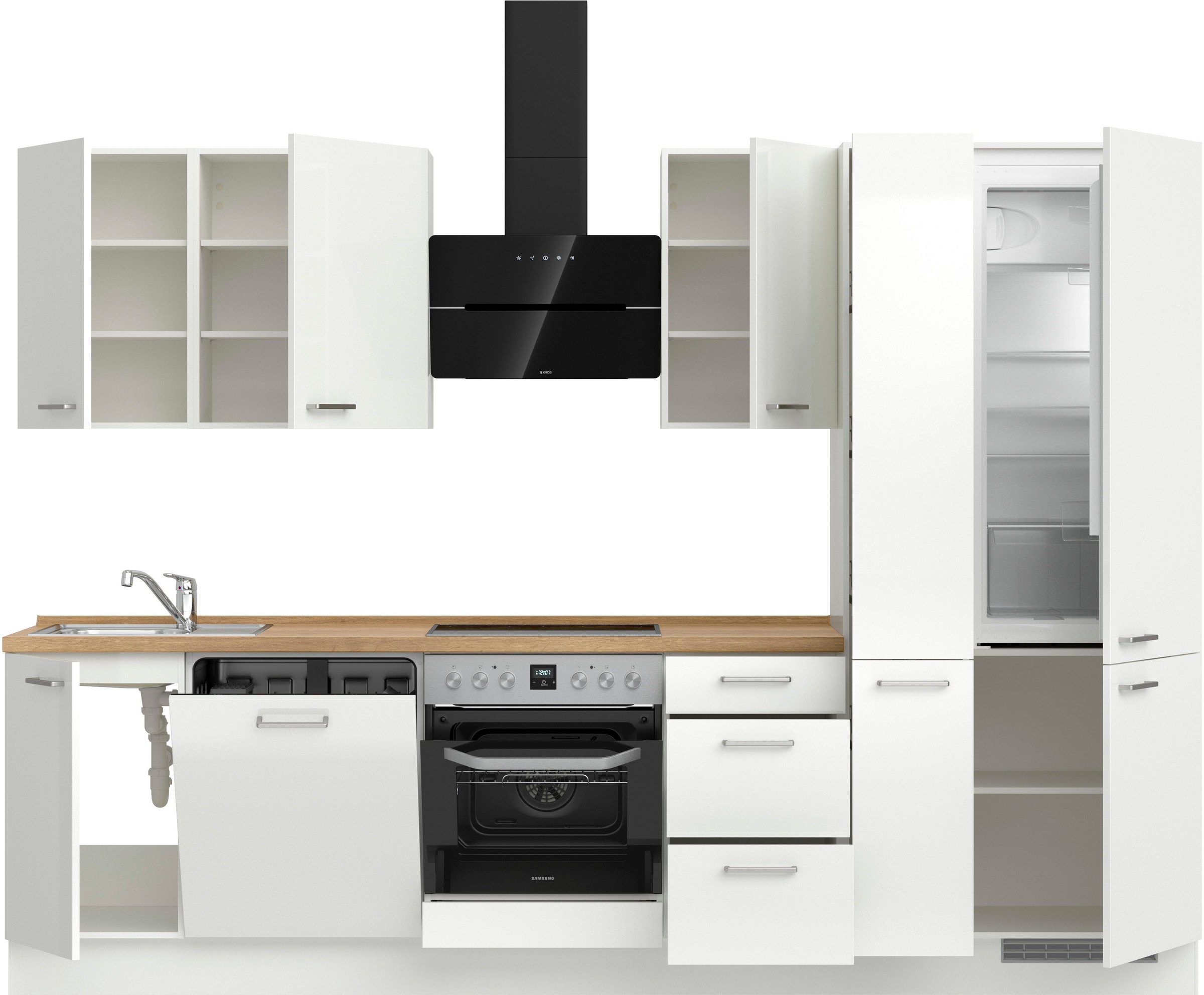nobilia® Küchenzeile »"Flash II"«, vormontiert, Ausrichtung wählbar, Breite 300 cm, wahlw. mit E-Geräten