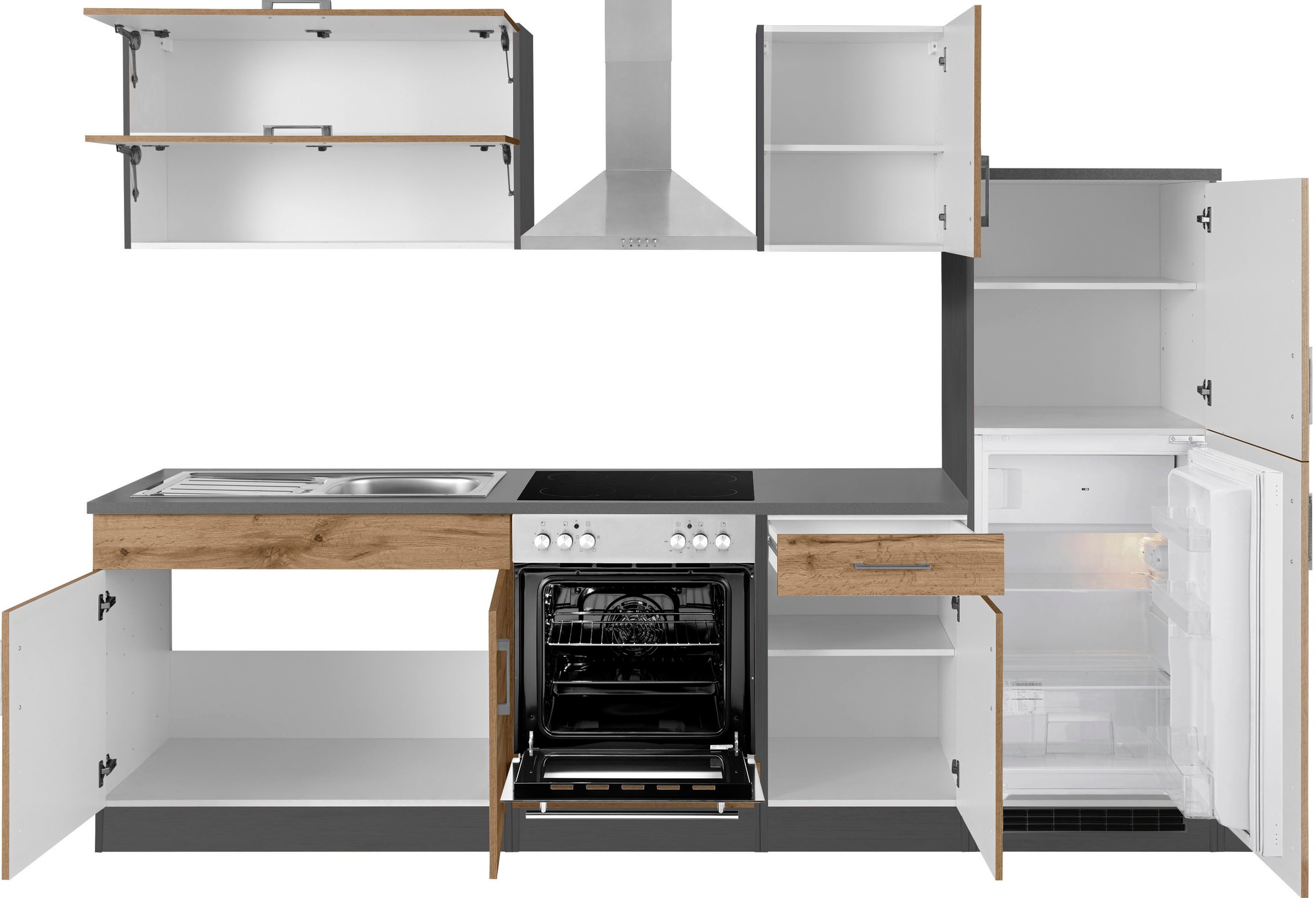 KOCHSTATION Küchenzeile »KS-Colmar«, mit E-Geräten, Breite 270 cm