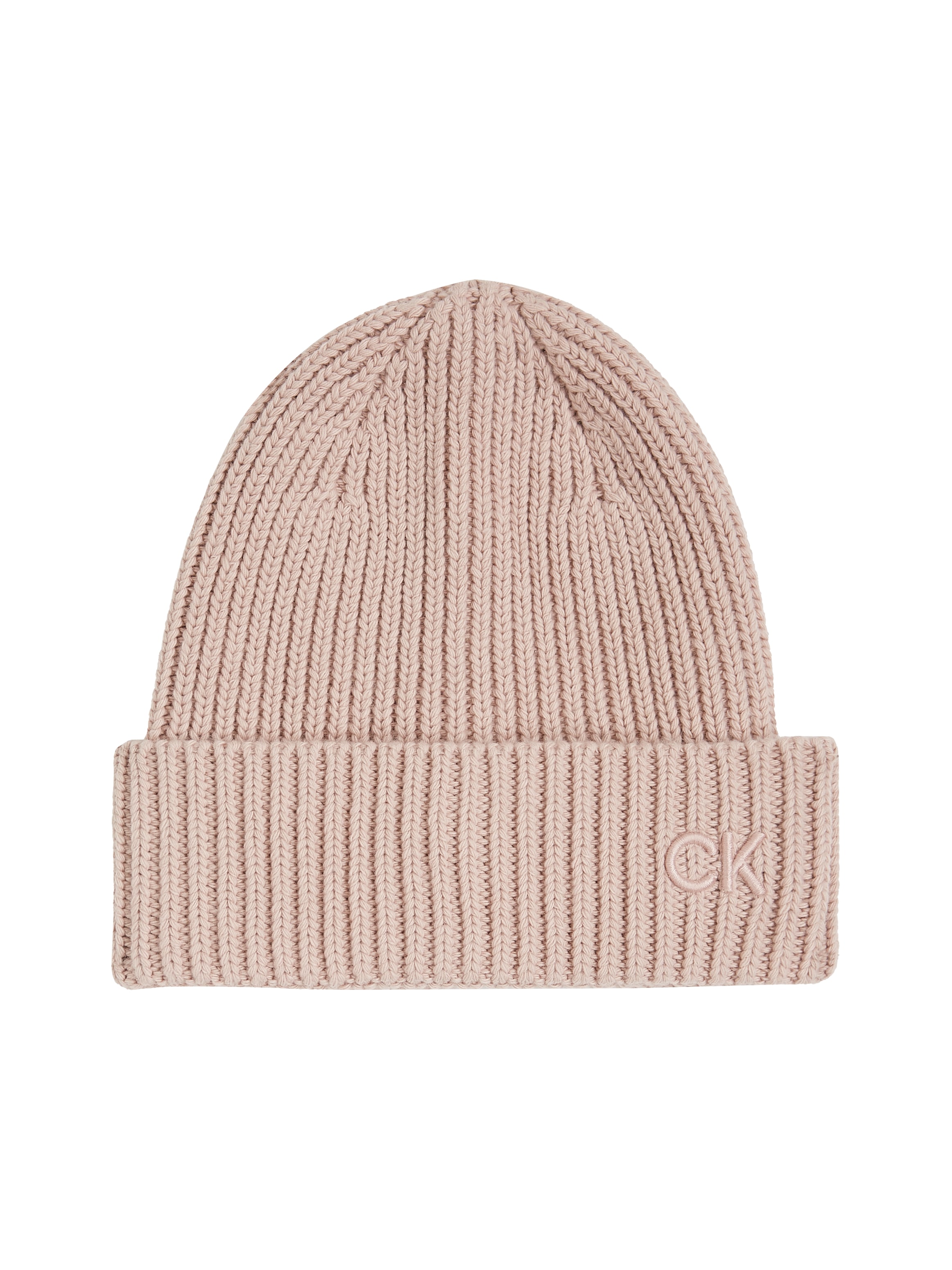 Calvin Klein Beanie »CK EMBROIDERY COTTON RIB BEANIE«, mit Logostickerei