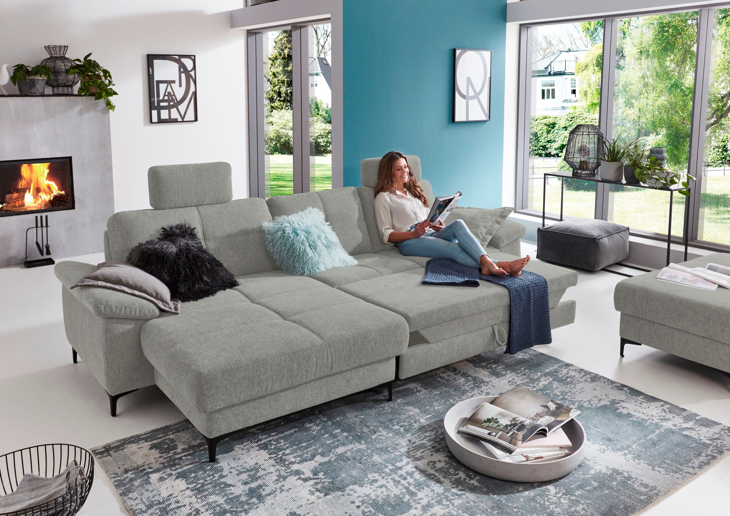 3C Carina Ecksofa »Burnaby bequem und modern, OTTOs Choice, L-Form«, 2 Kopfstützen, optional mit Schlaf- und motorischer Relaxfunktion