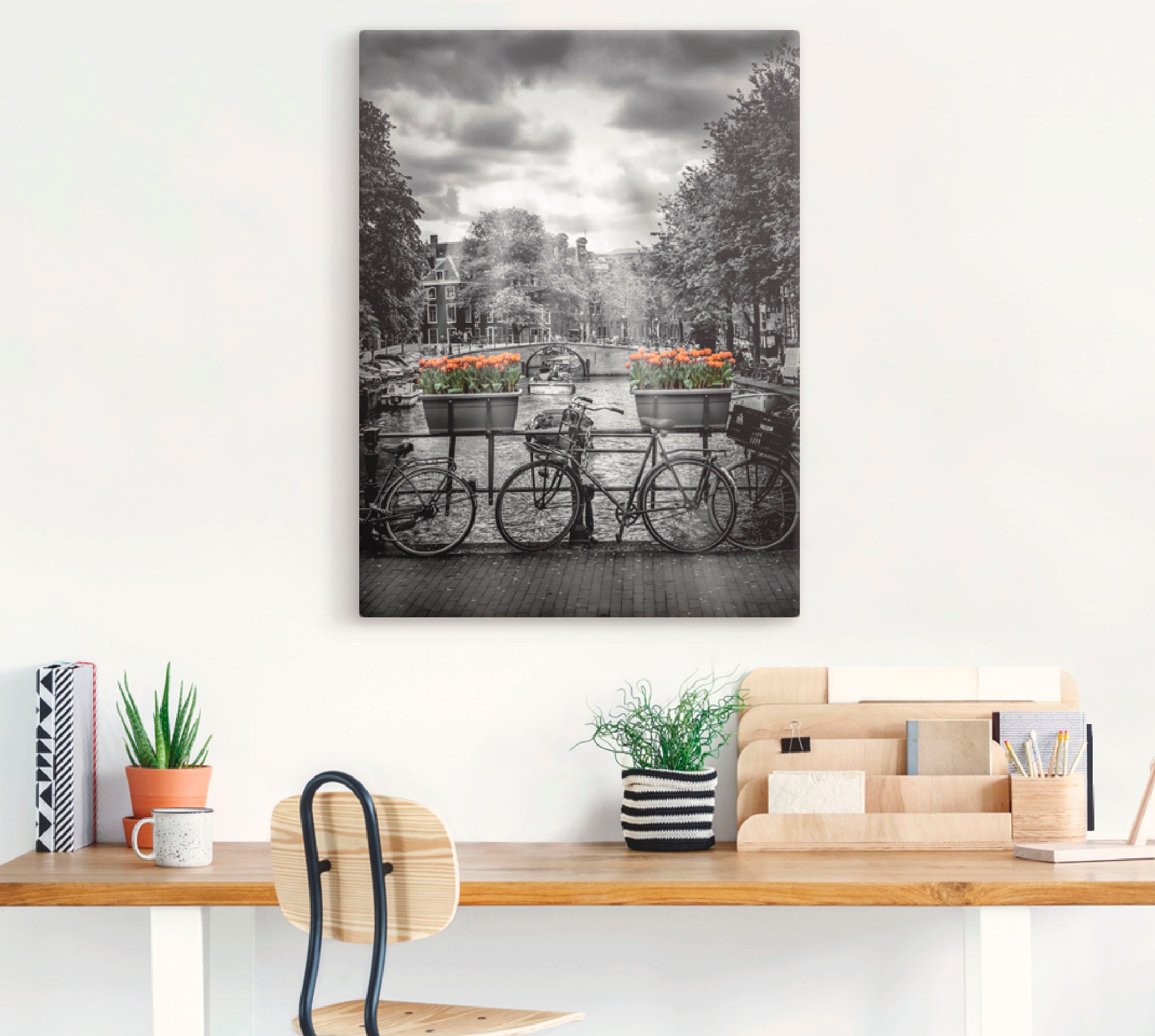 Artland Wandbild »Amsterdam Herengracht & Sonnenstrahlen«, Fahrräder, (1 St.), als Leinwandbild, Poster in verschied. Größen