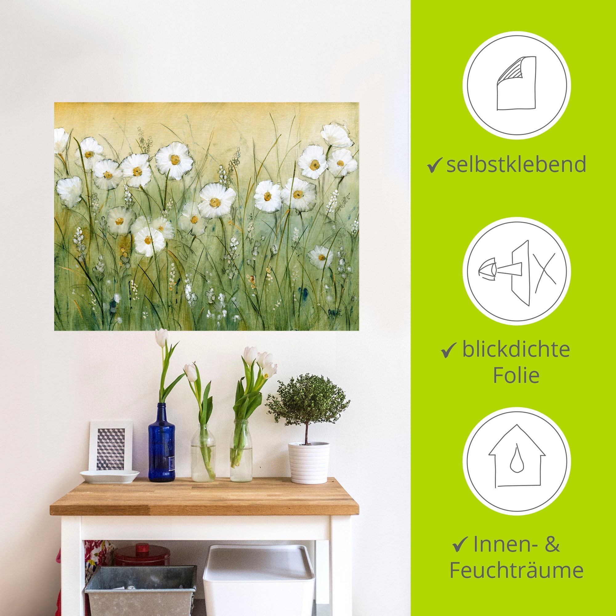 Artland Wandbild »Gänseblümchenfrühling II«, Blumen, (1 St.), als Alubild, Outdoorbild, Leinwandbild, Poster, Wandaufkleber