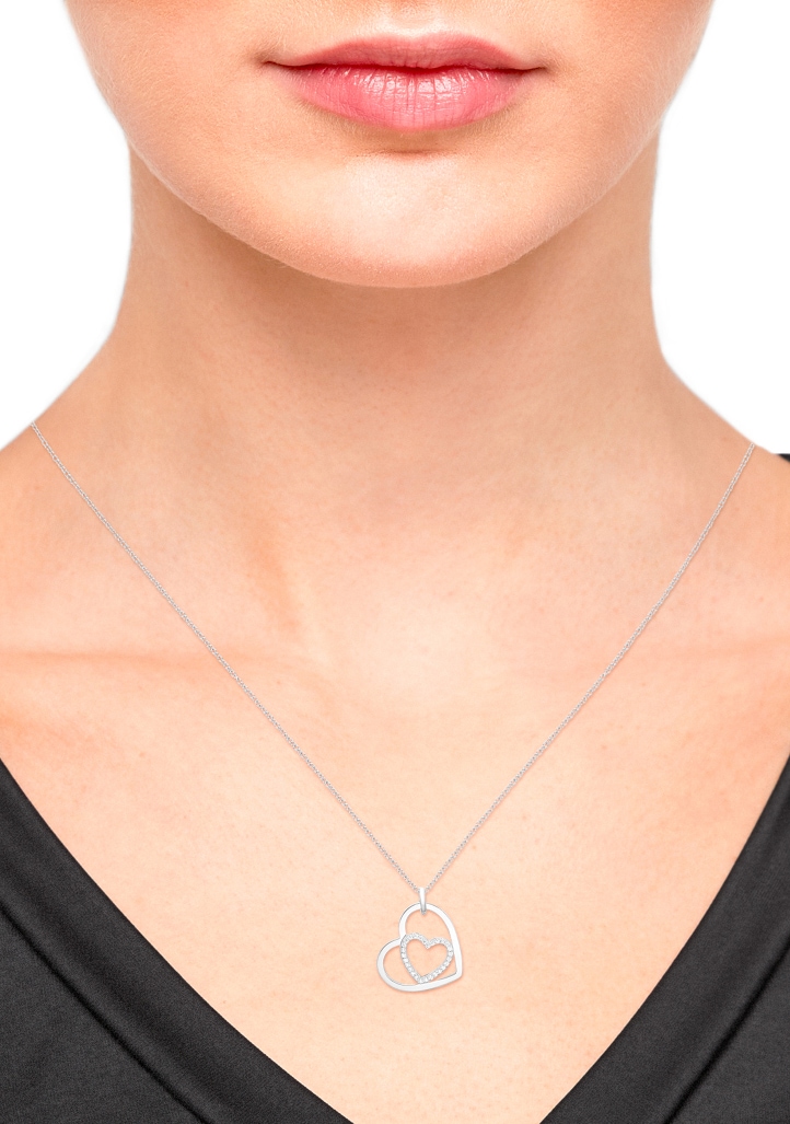 s.Oliver Kette mit Anhänger »Herzen, 2032838«, mit Zirkonia (synth.)