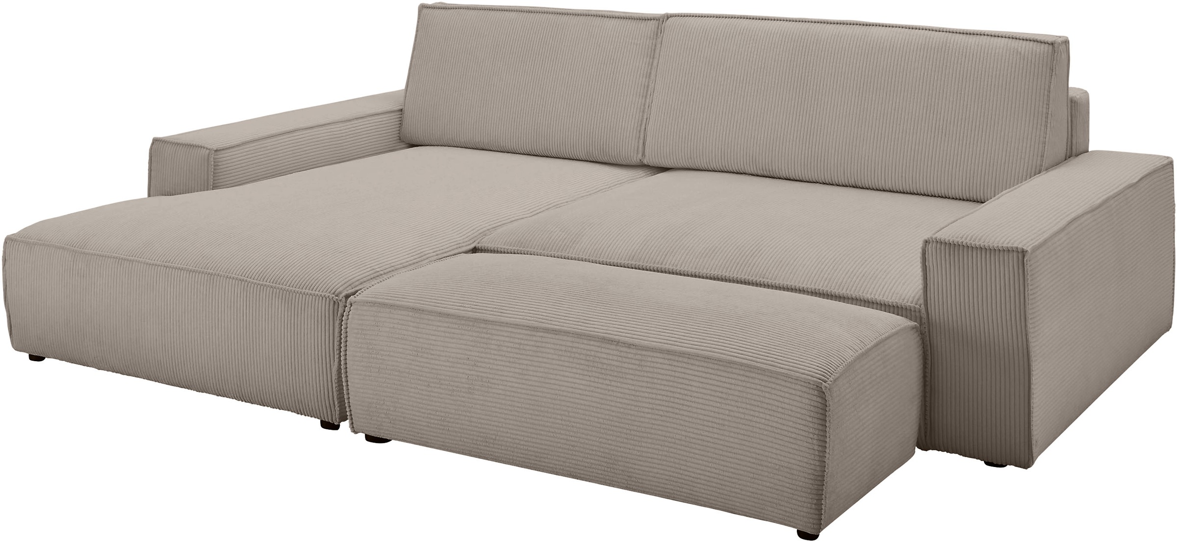 Home affaire Polsterecke »NEU: SHERWOOD XXL tief, L-Form mit Schlaffunktion, Big-Sofa mit Hocker«, (Set, 2 St.), stellbar zum Schlafsofa (Krokodilverbinder), Cord, Leinenoptik
