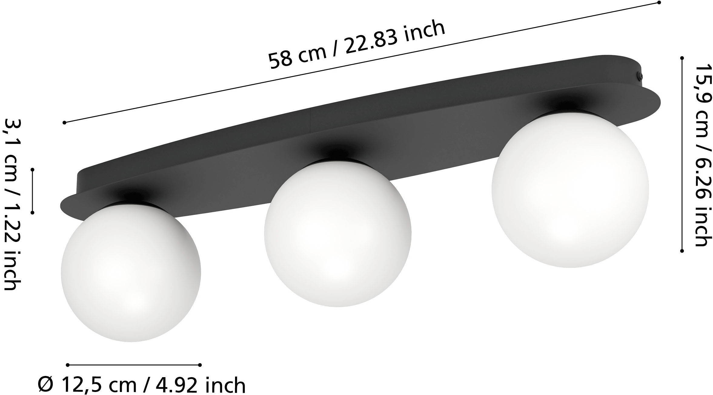 EGLO Deckenleuchte »CASTROVIDO Wand- / Deckenlampe - Stahl - G9 - 3X4,2W - IP44« G9 1 Stk. Wohzimmerlampe, Esszimmerlampe, Flur, Schlafzimmer, L58 x B13 x H16 cm