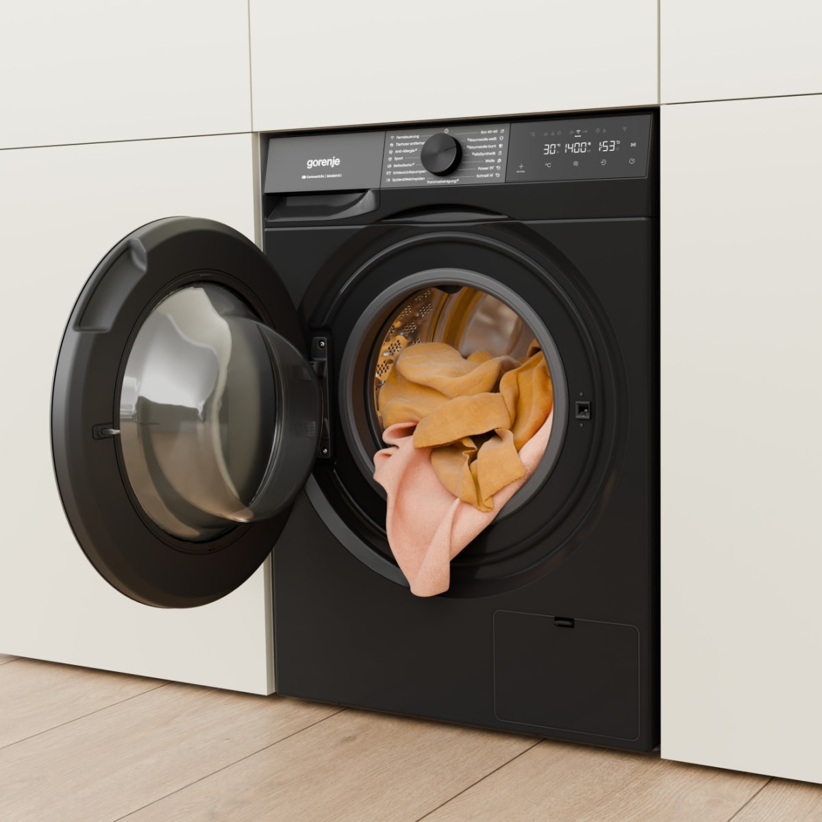GORENJE Waschmaschine G400 »W53G484A3P1B« 8 kg 1400 U/min 30% besser als Energieklasse A, Trommelreinigungsprogramm