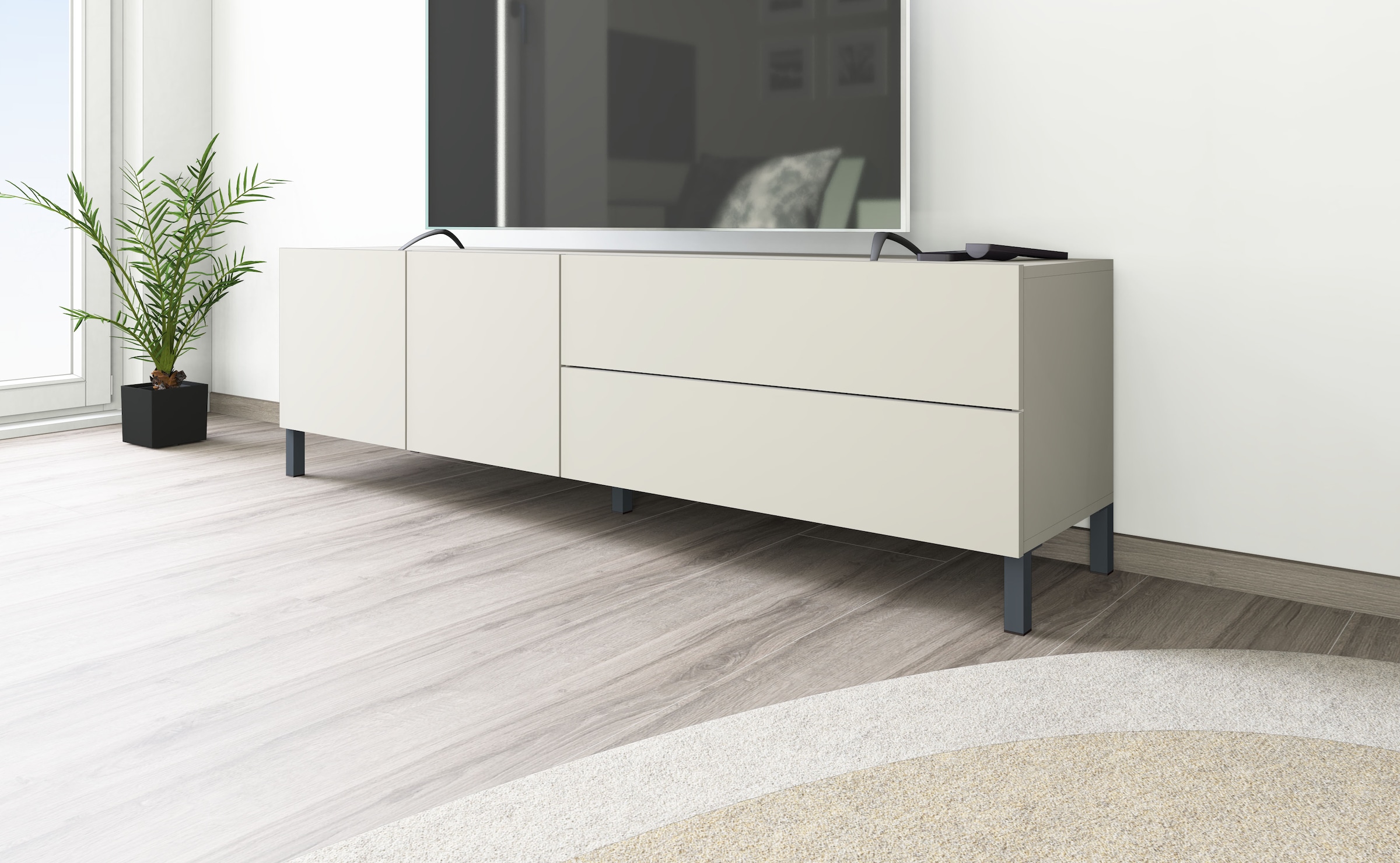 borchardt Möbel Lowboard, Metallfüße, grifflose Optik