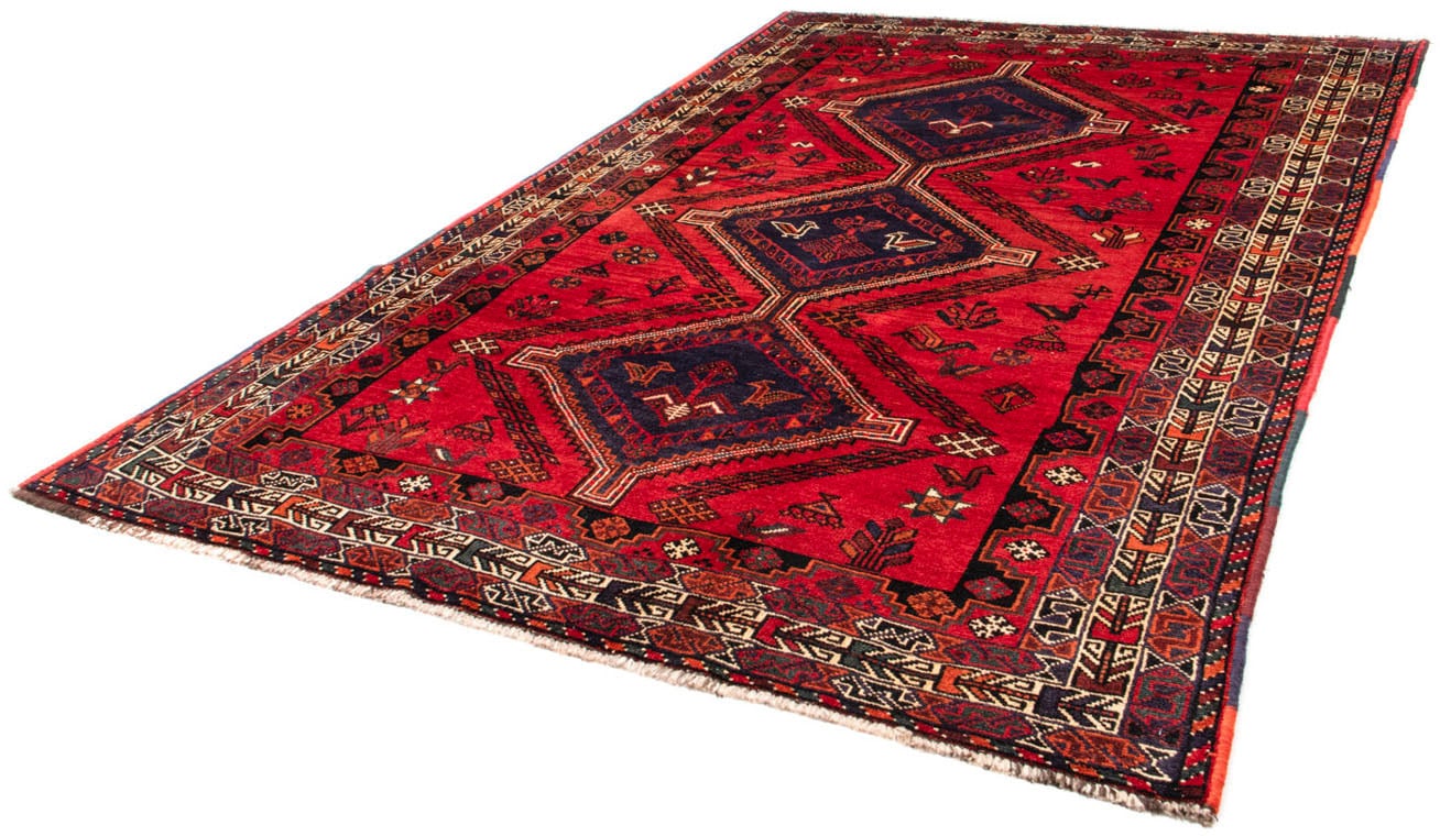 Wollteppich „Shiraz Medaillon Rosso 287 x 200 cm“, rechteckig, Unikat mit Zertifikat Rot 10 mm B/L: 200 cm x 287 cm – 10 mm